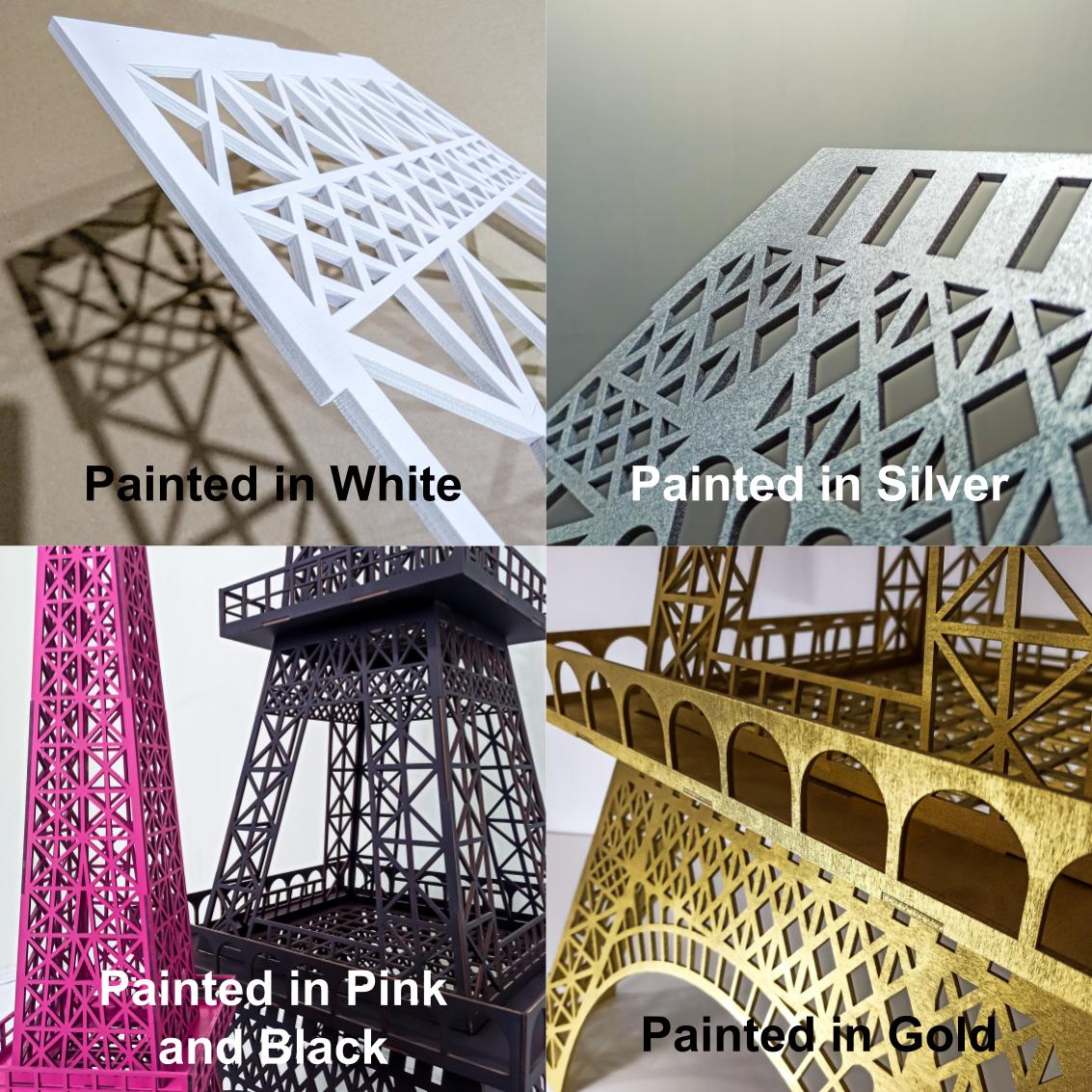 Gold Eiffel Tower 3D sculpture statue large huge life size wood wooden wedding birthday flower home decor golden arch backdrop Paris