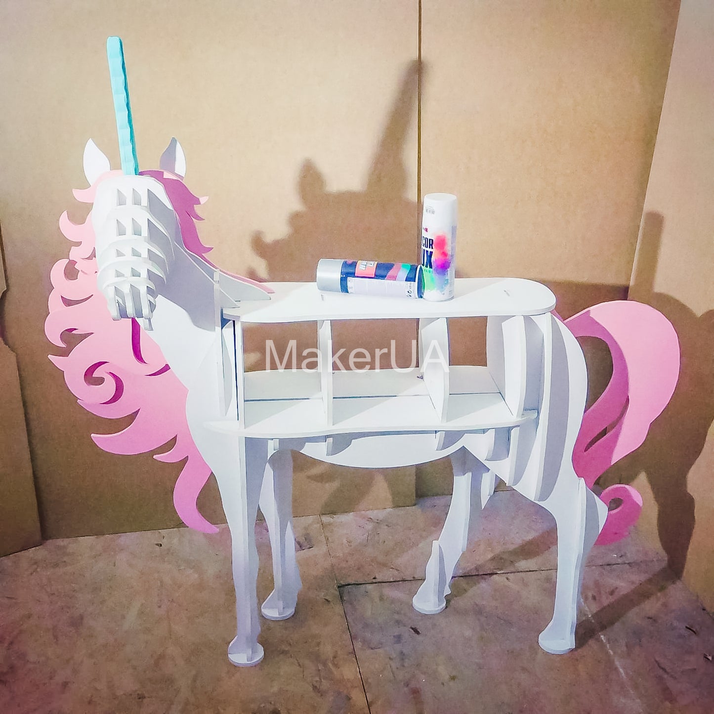Unicorn horse table shelf rainbow pastel baby shower birthday wedding event party prop shop coach carriage cake stand photo booth life size decorations decor style - MakerUA