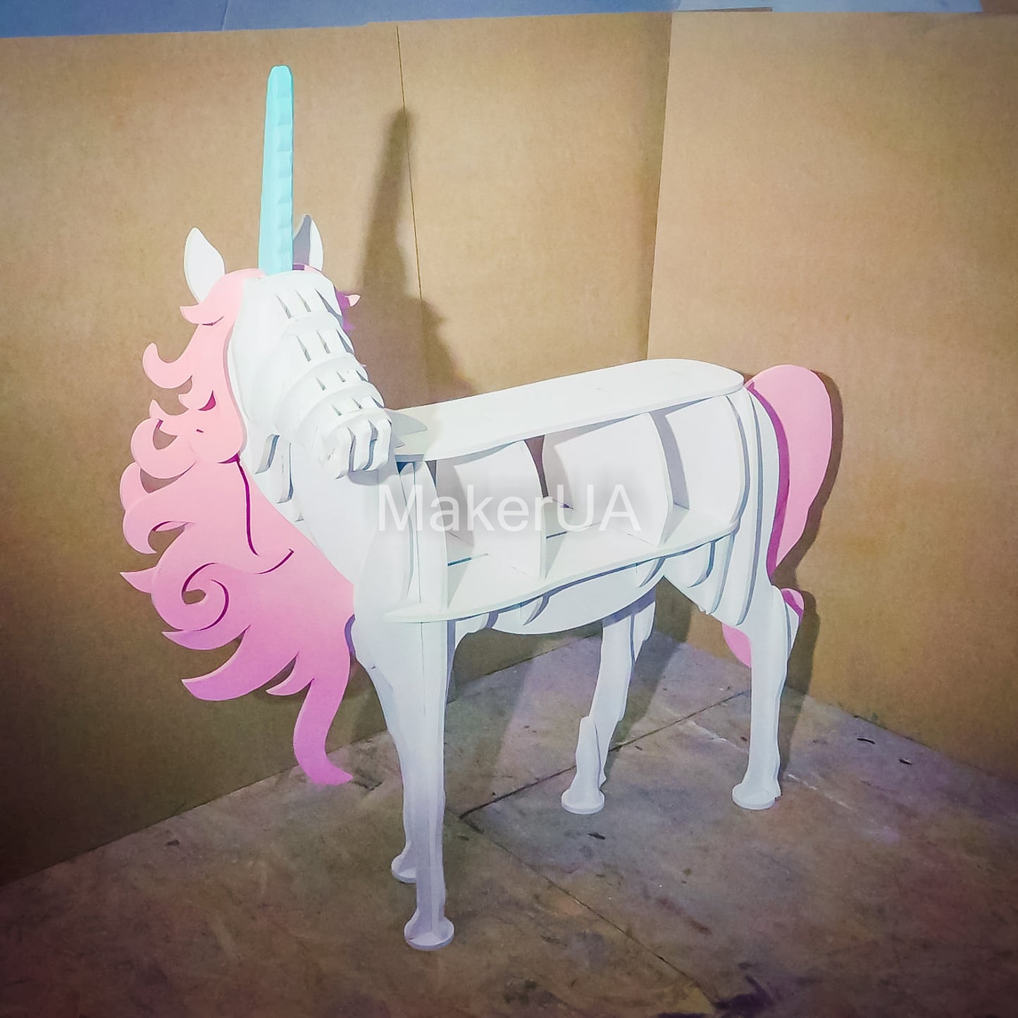 Unicorn horse table shelf rainbow pastel baby shower birthday wedding event party prop shop coach carriage cake stand photo booth life size decorations decor style - MakerUA