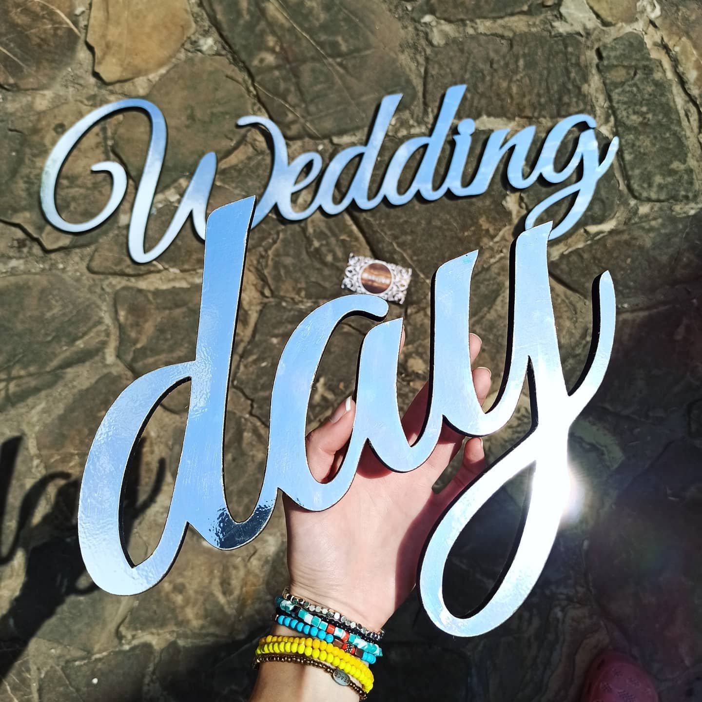 Text Wedding Day decorations celebration wall hanging sign couple gift white gold silver garland banner flag arch backdrop event party supplies props shop style photo booth decor - MakerUA