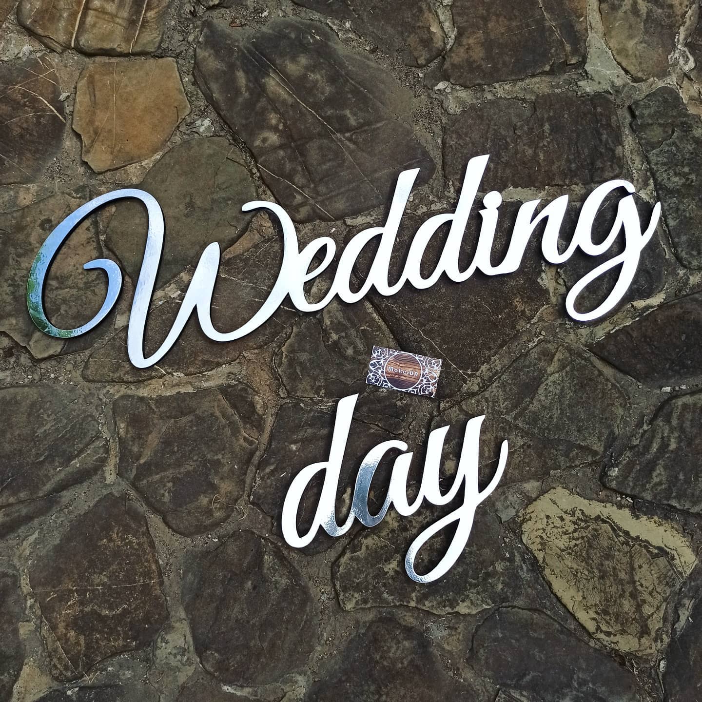 Text Wedding Day decorations celebration wall hanging sign couple gift white gold silver garland banner flag arch backdrop event party supplies props shop style photo booth decor - MakerUA