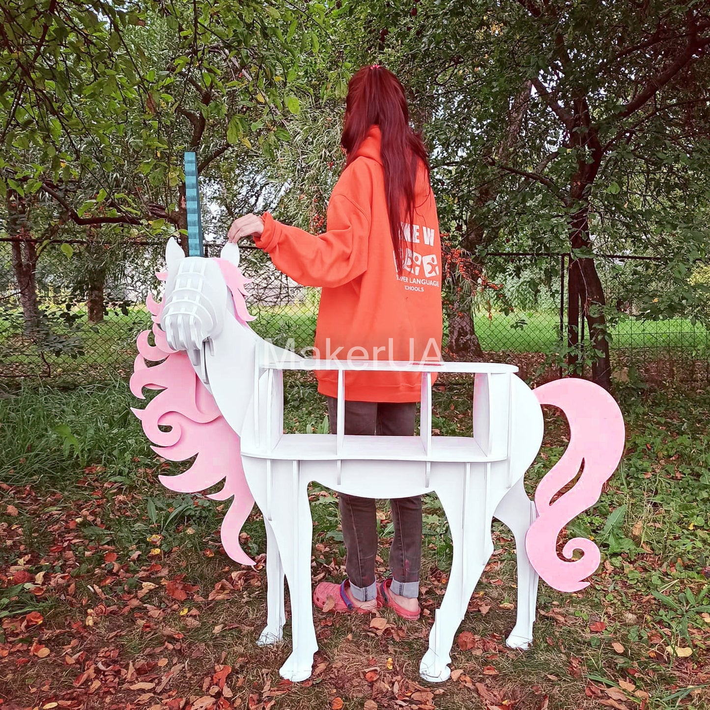 Unicorn horse table shelf rainbow pastel baby shower birthday wedding event party prop shop coach carriage cake stand photo booth life size decorations decor style - MakerUA