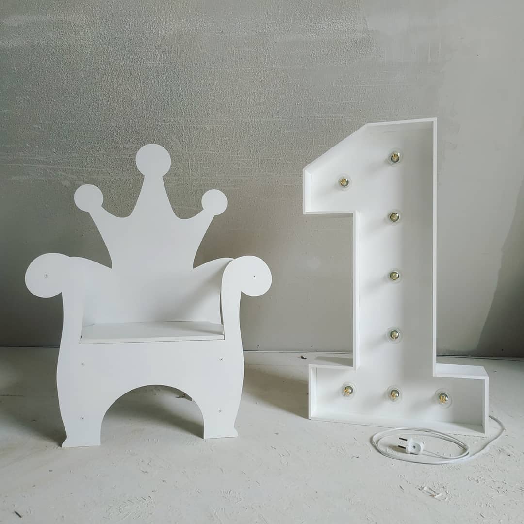 Wooden Throne Chair 03 birthday party decoration girl boy baby shower wood event party prop shop photo booth arch white pink blue crown kids furniture - MakerUA