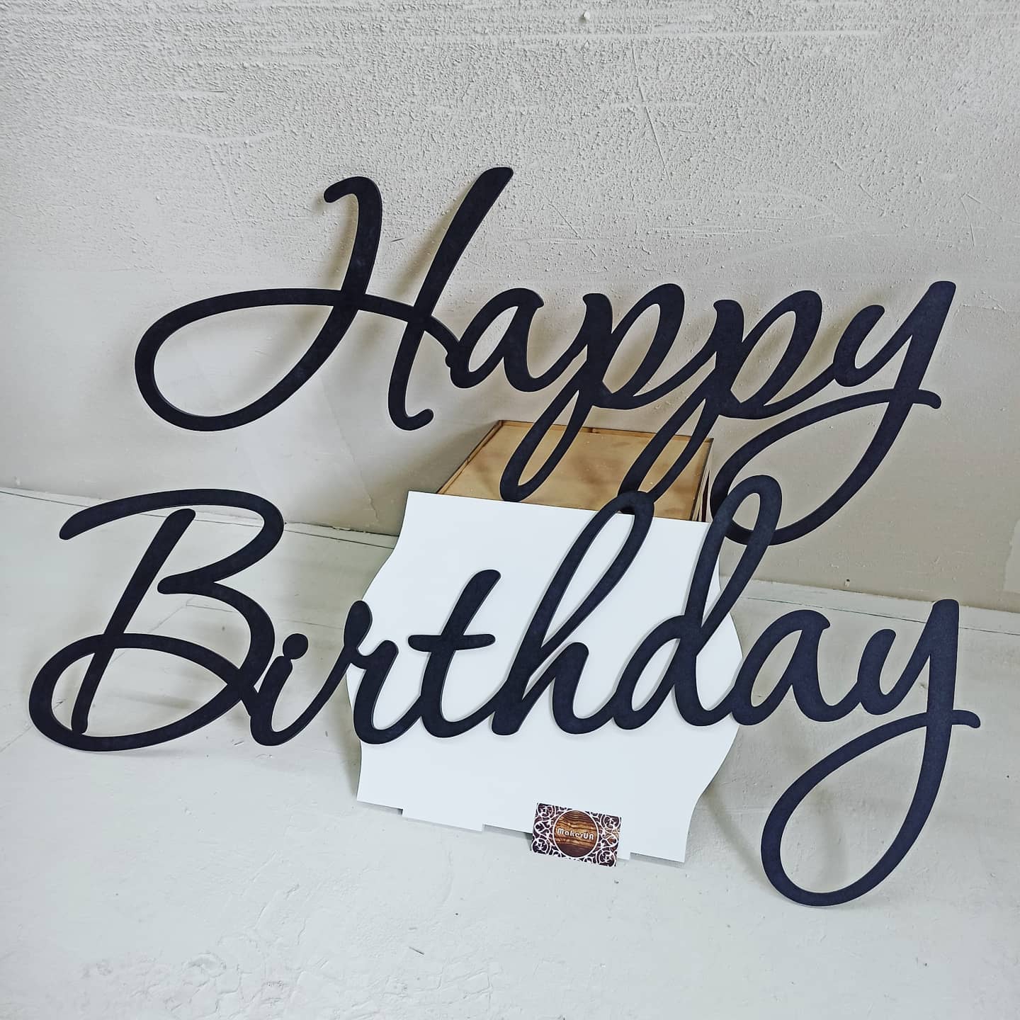 Text Happy Birthday decorations celebration wall hanging sign white gold silver garland banner flag event birthday party supplies props shop style photo booth decor - MakerUA