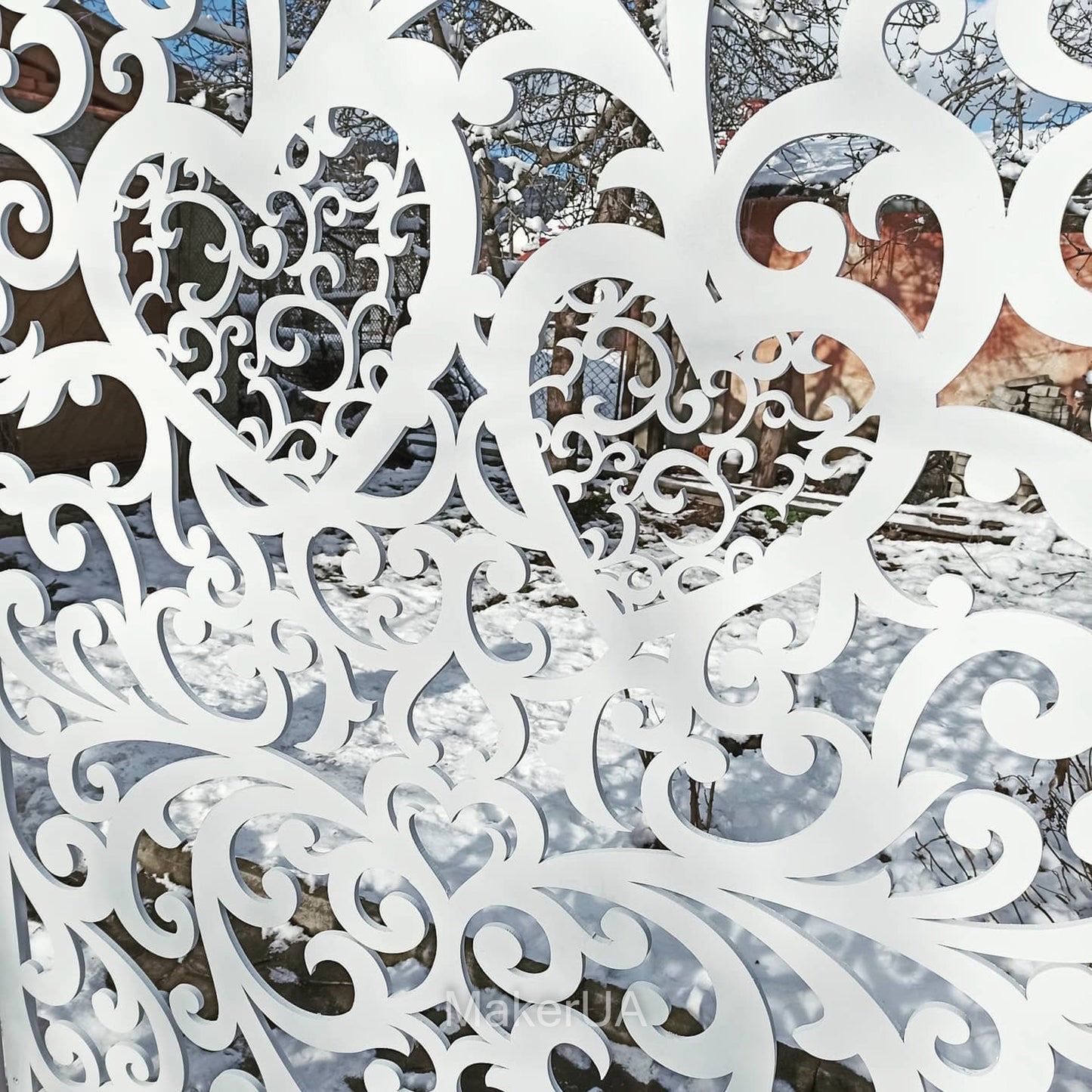Backdrop lace curved heart wooden wood foldable frame white flower rustic arch arbor wedding birthday event party prop shop photo booth decorations decor boho style - MakerUA