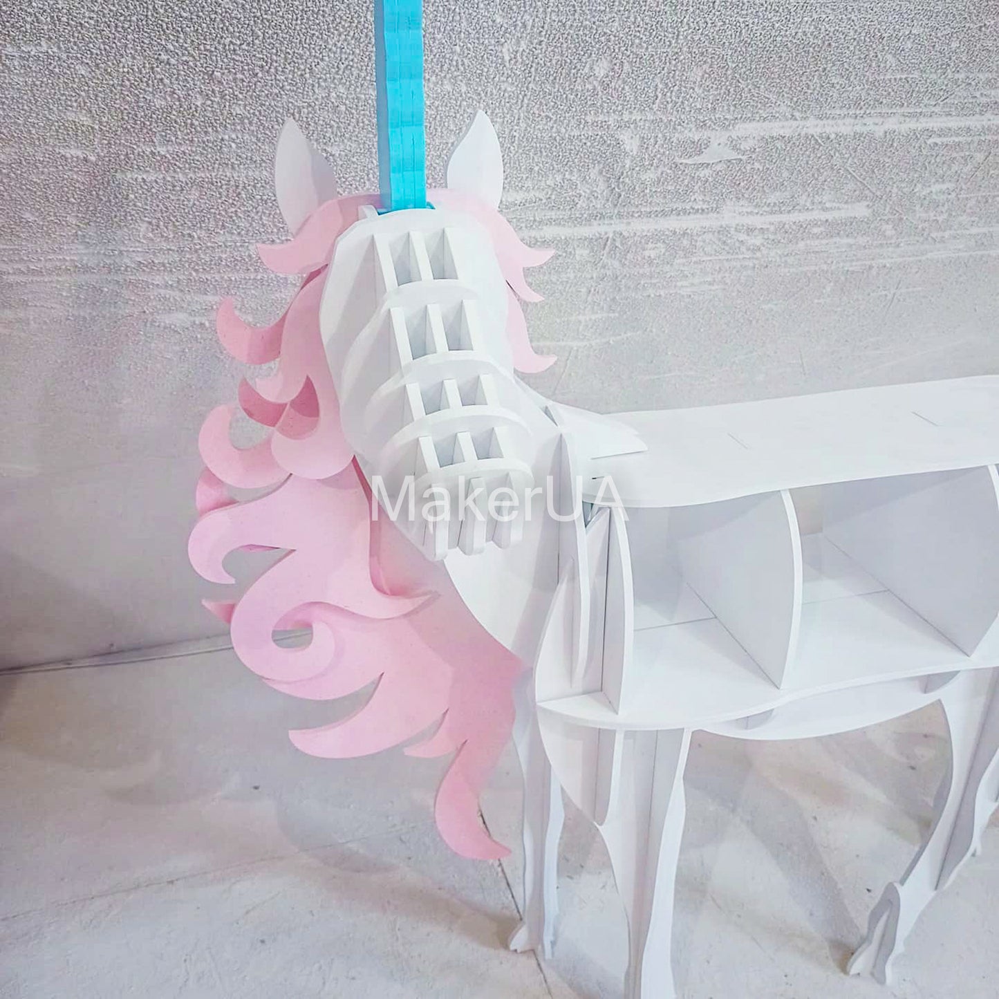 Unicorn horse table shelf rainbow pastel baby shower birthday wedding event party prop shop coach carriage cake stand photo booth life size decorations decor style - MakerUA