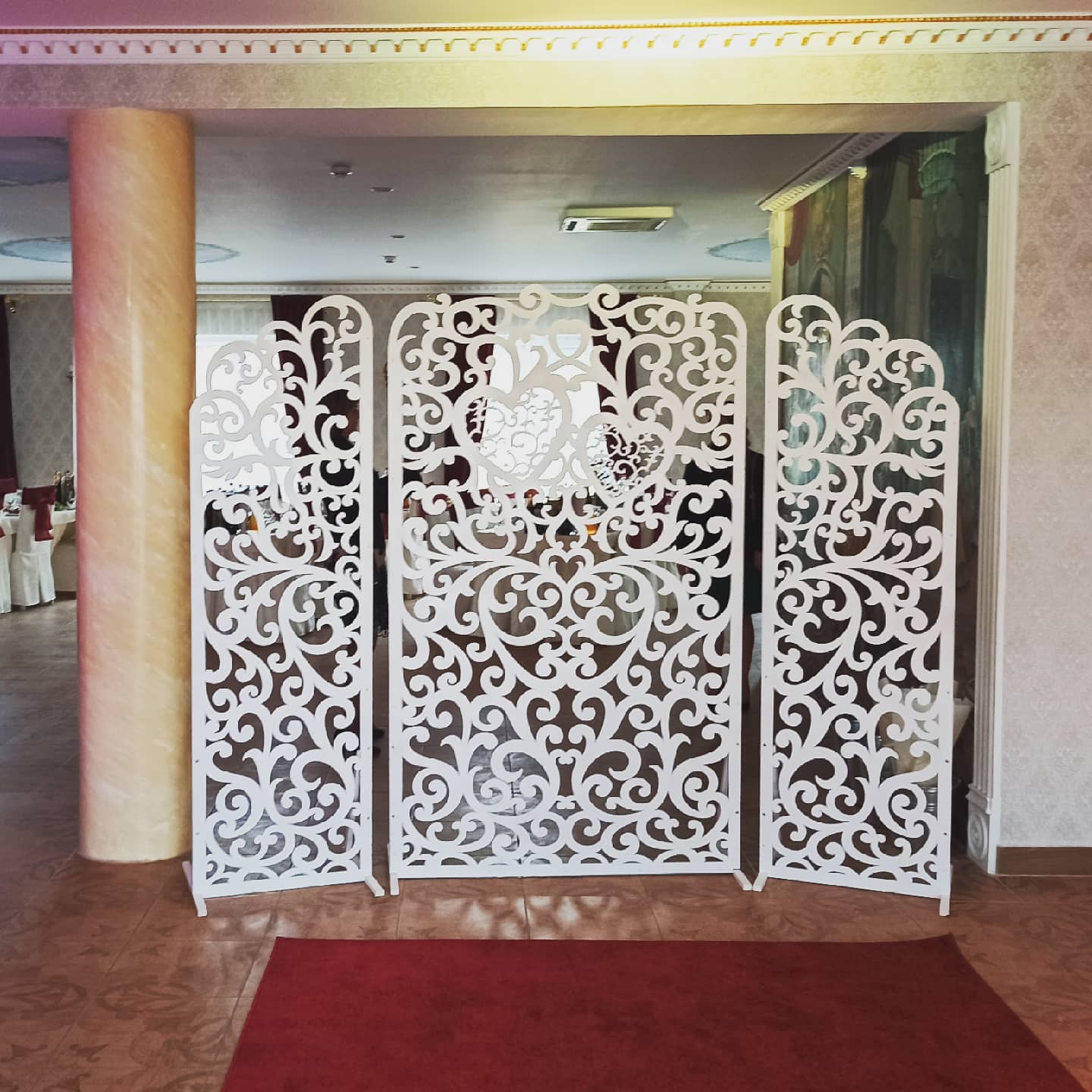 Backdrop lace curved heart wooden wood foldable frame white flower rustic arch arbor wedding birthday event party prop shop photo booth decorations decor boho style - MakerUA