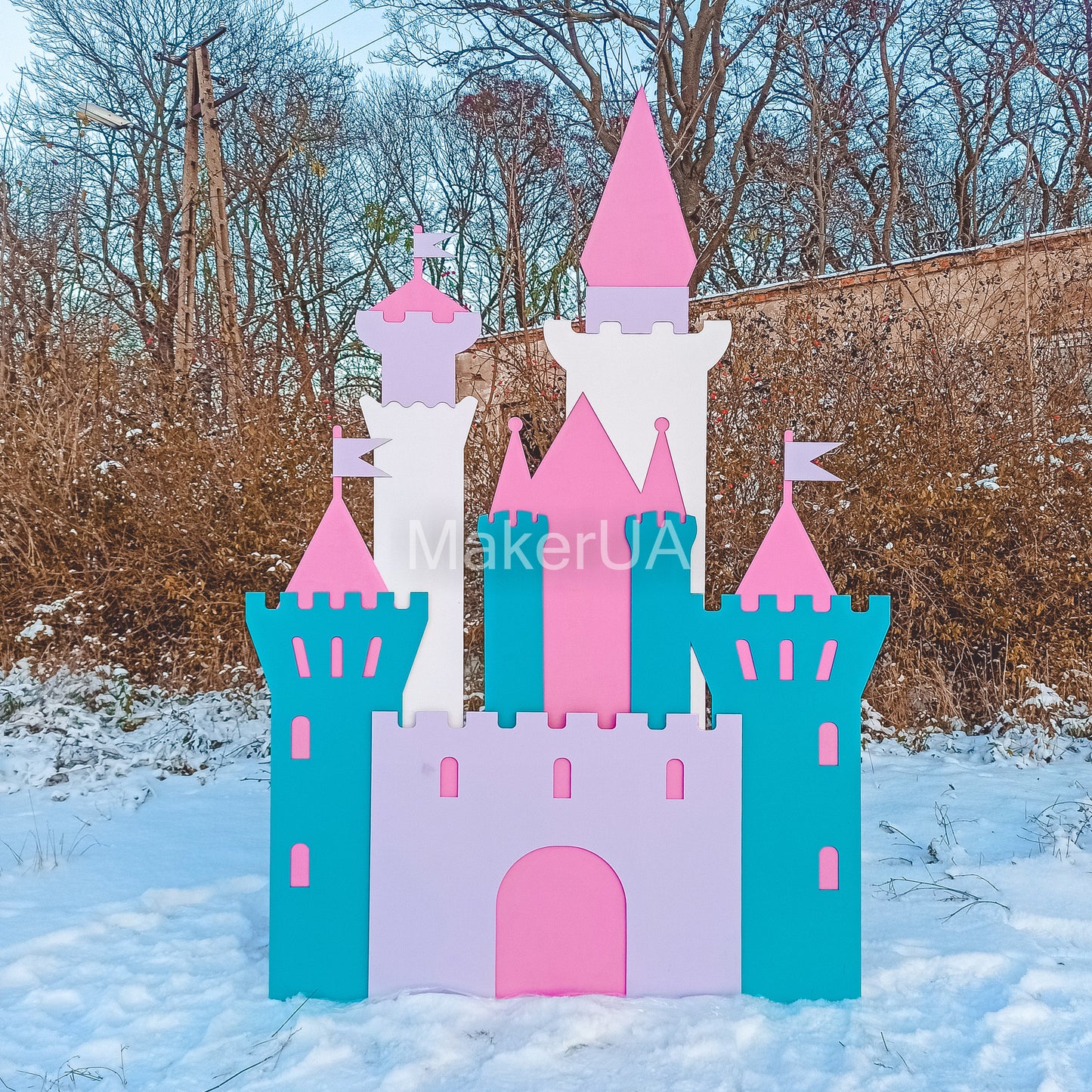 Princess Castle Backdrop Decorations girl birthday event party prop decor fairy tale sign table chair bed wall huge themed play room - MakerUA