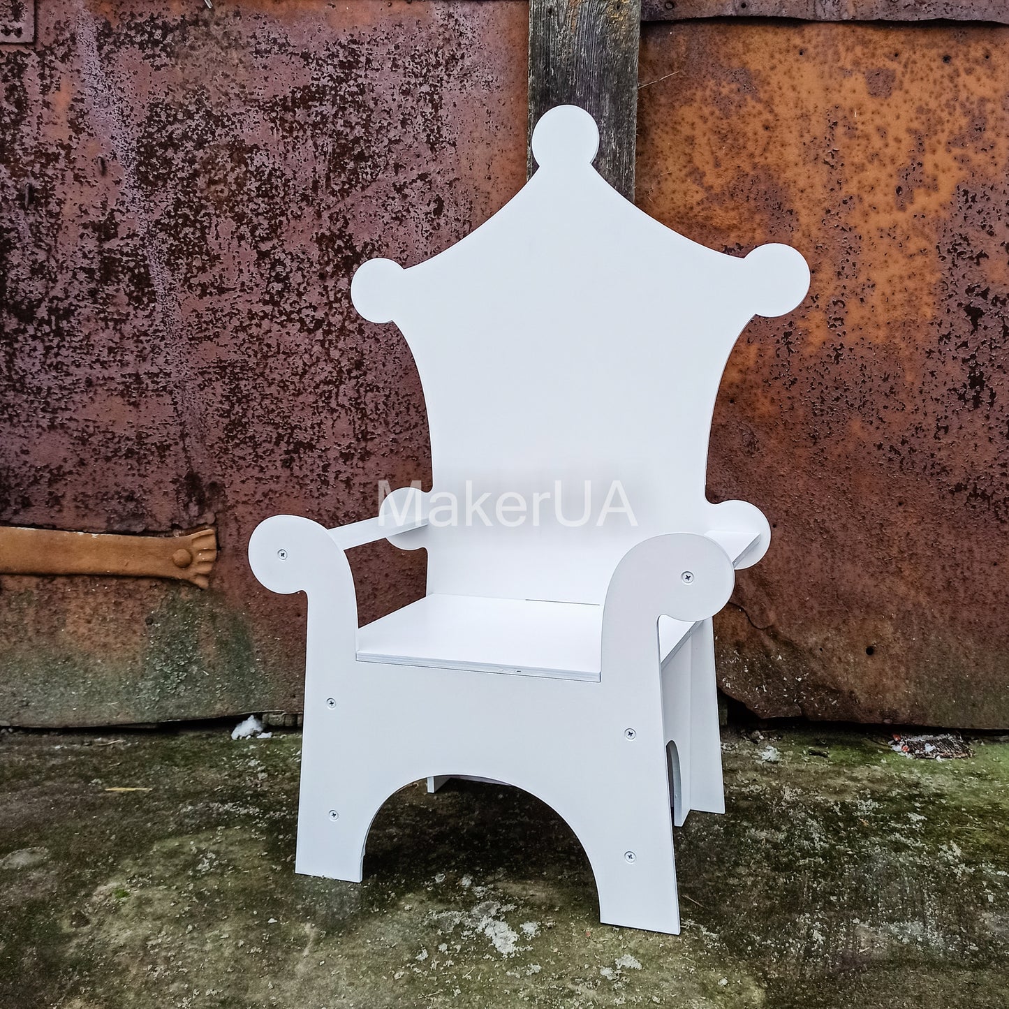 Wooden Throne Chair 01 birthday party decoration girl boy baby shower wood event party prop shop photo booth white pink blue balloon - MakerUA