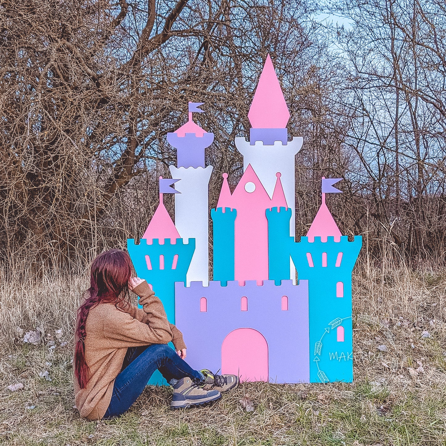 Princess Castle Backdrop Decorations girl birthday event party prop decor fairy tale sign table chair bed wall huge themed play room - MakerUA