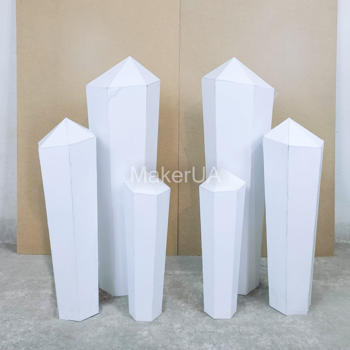 Set of 3 Crystals decor silver gold mirror holographic clear wedding party event birthday prop backdrop pillars winter ice frozen decoration - MakerUA