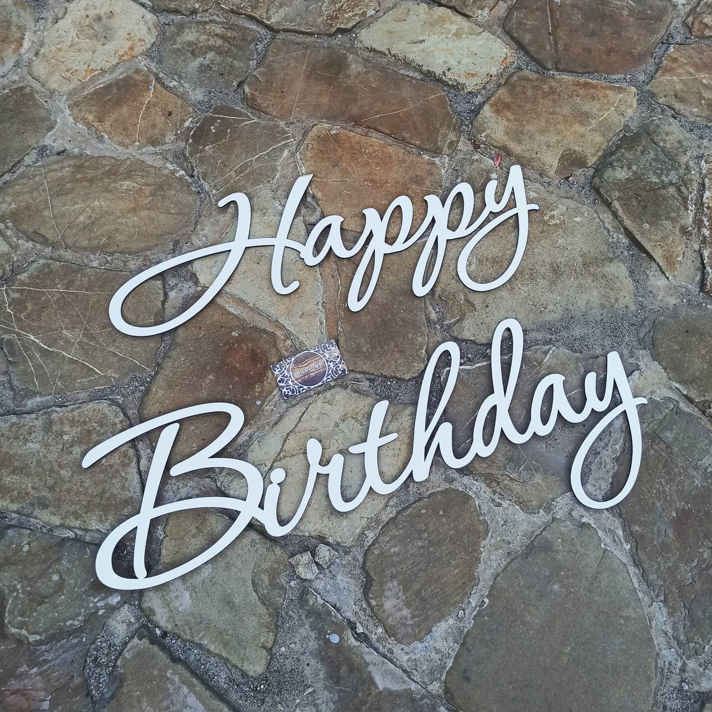 Text Happy Birthday decorations celebration wall hanging sign white gold silver garland banner flag event birthday party supplies props shop style photo booth decor - MakerUA