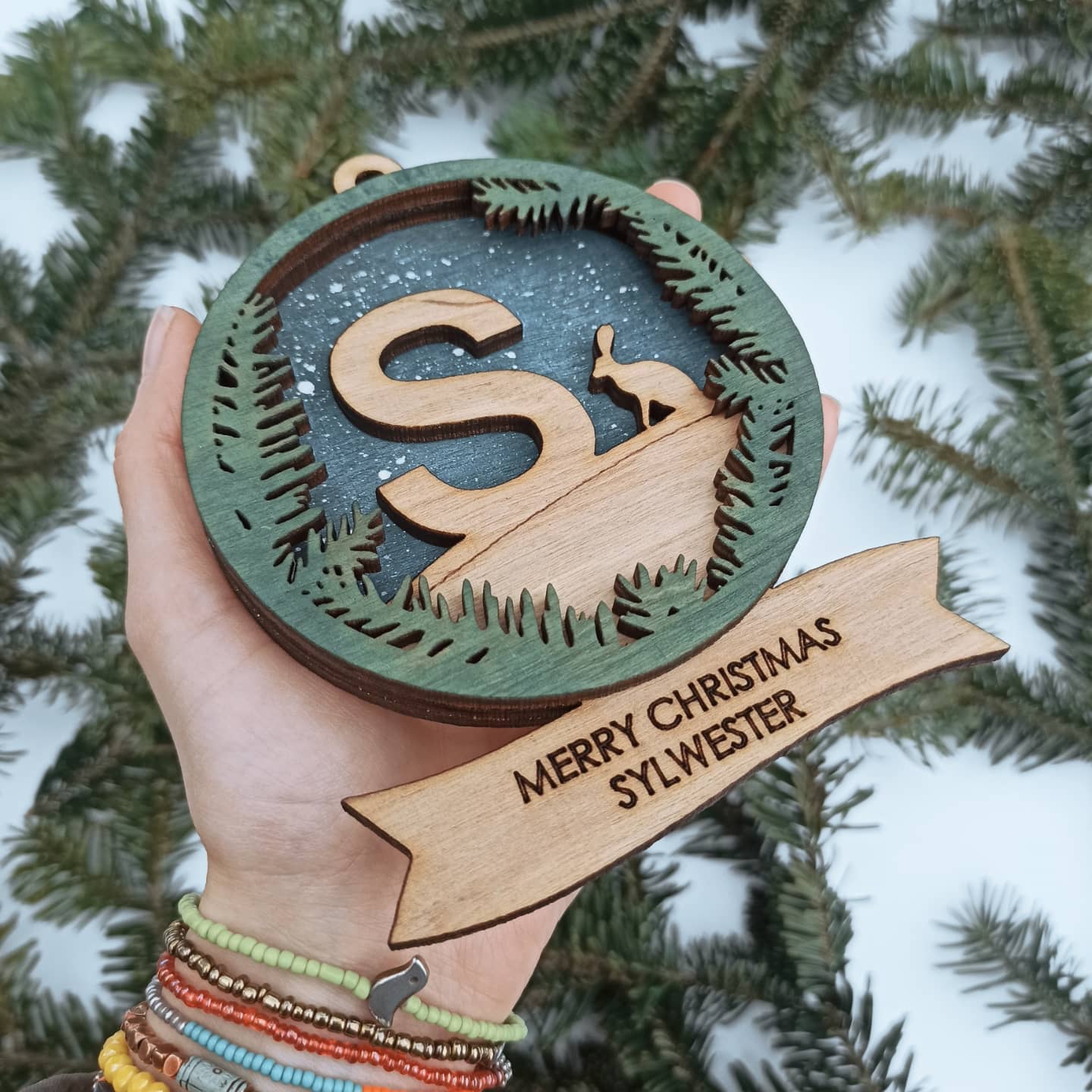 Personalized Christmas Ornaments Name Wooden Decorations Tree Hanging Kindergarten Gift Classmate Preschool Keepsake Teacher Student Decor Style M