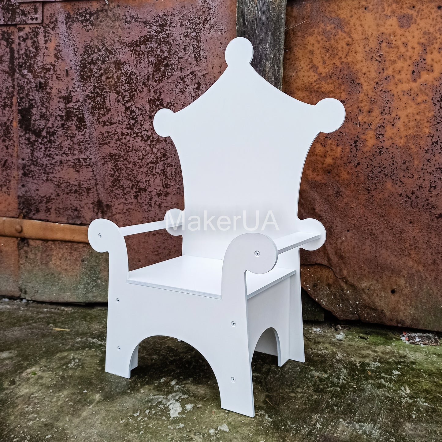Wooden Throne Chair 01 birthday party decoration girl boy baby shower wood event party prop shop photo booth white pink blue balloon - MakerUA