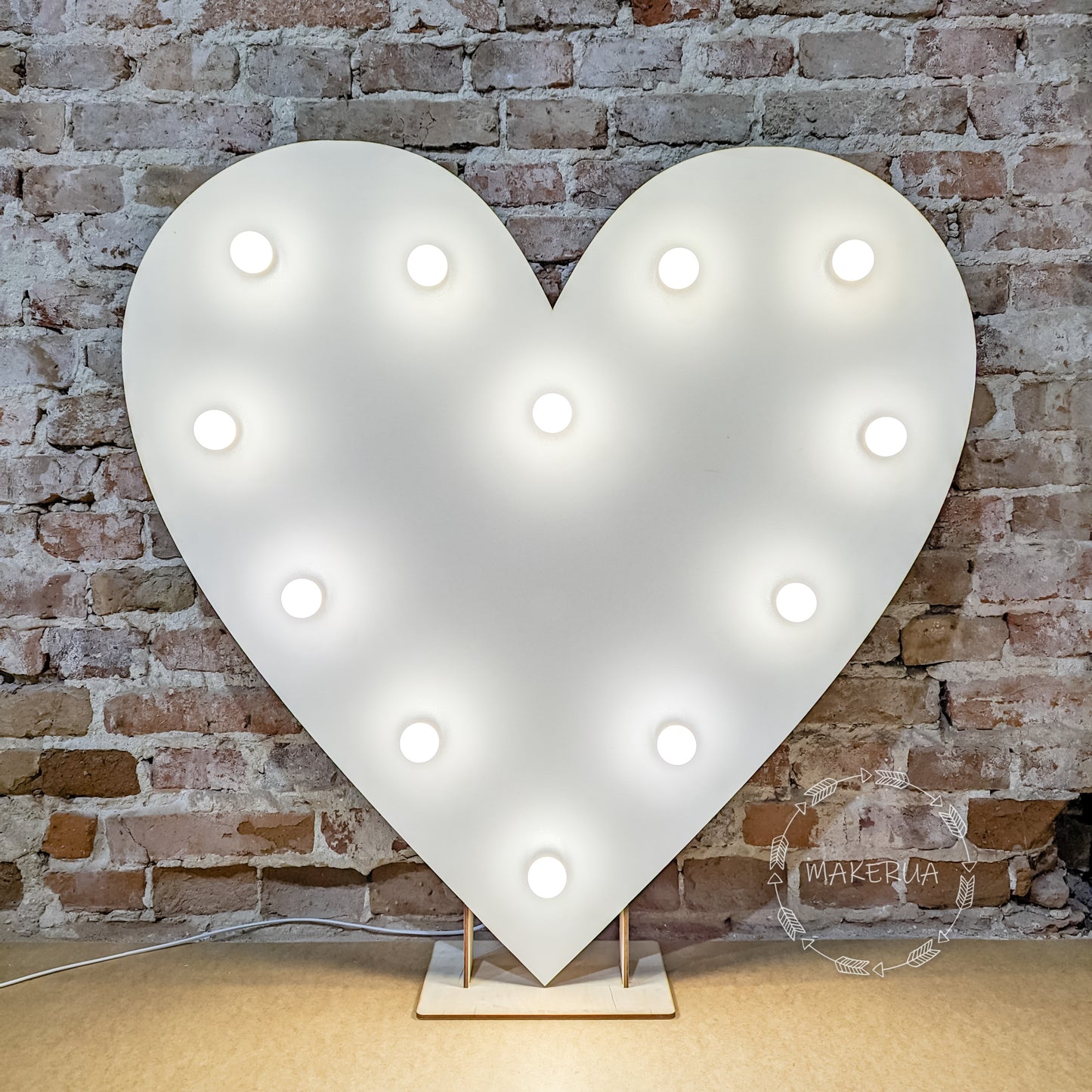 Heart 1m (3.3ft) + LED Light Bulbs marquee shape neon sign backdrop white decoration large giant big party props decor NHWH