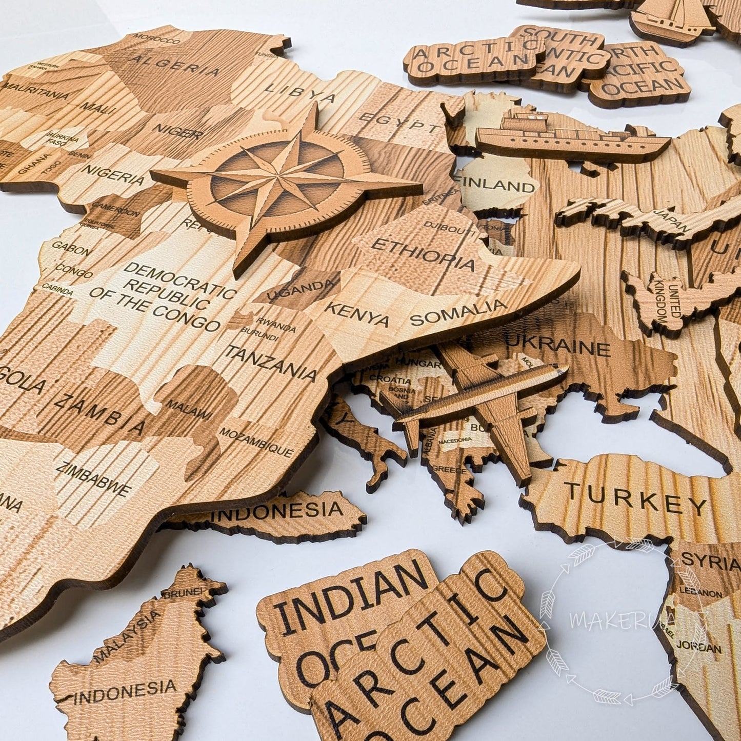 World Map Wooden Home Decor Gifr for Birthday Wedding Road Trip Travel Style Wall Decorations