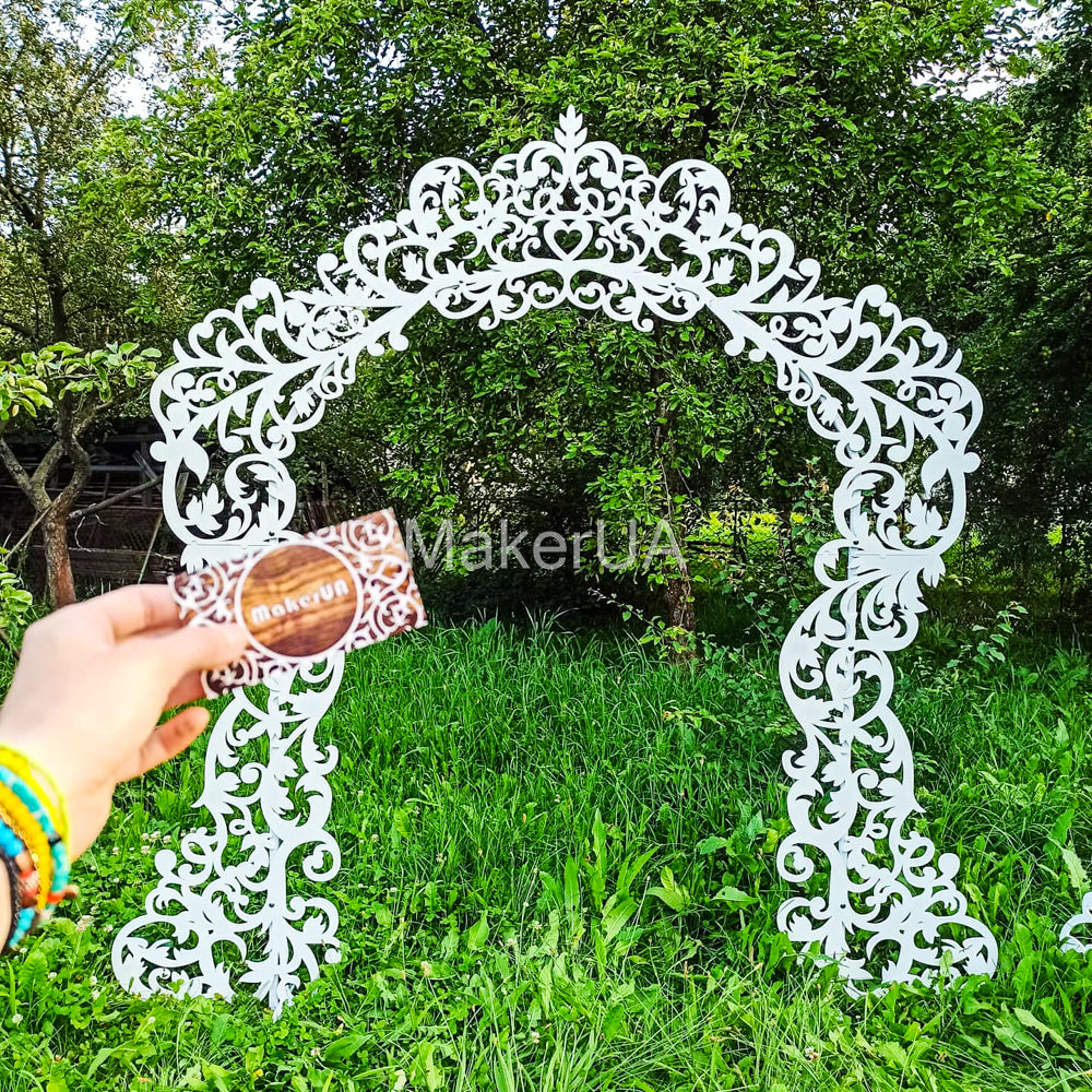 Arch wedding backdrop arbor floral frame white wooden wood flower rustic birthday event party prop shop photo booth decorations decor lace boho style - MakerUA