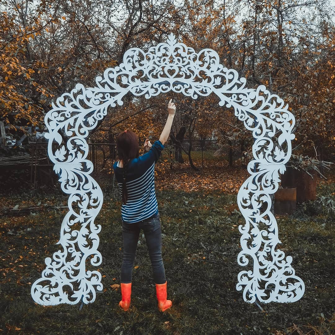 Arch wedding backdrop arbor floral frame white wooden wood flower rustic birthday event party prop shop photo booth decorations decor lace boho style - MakerUA