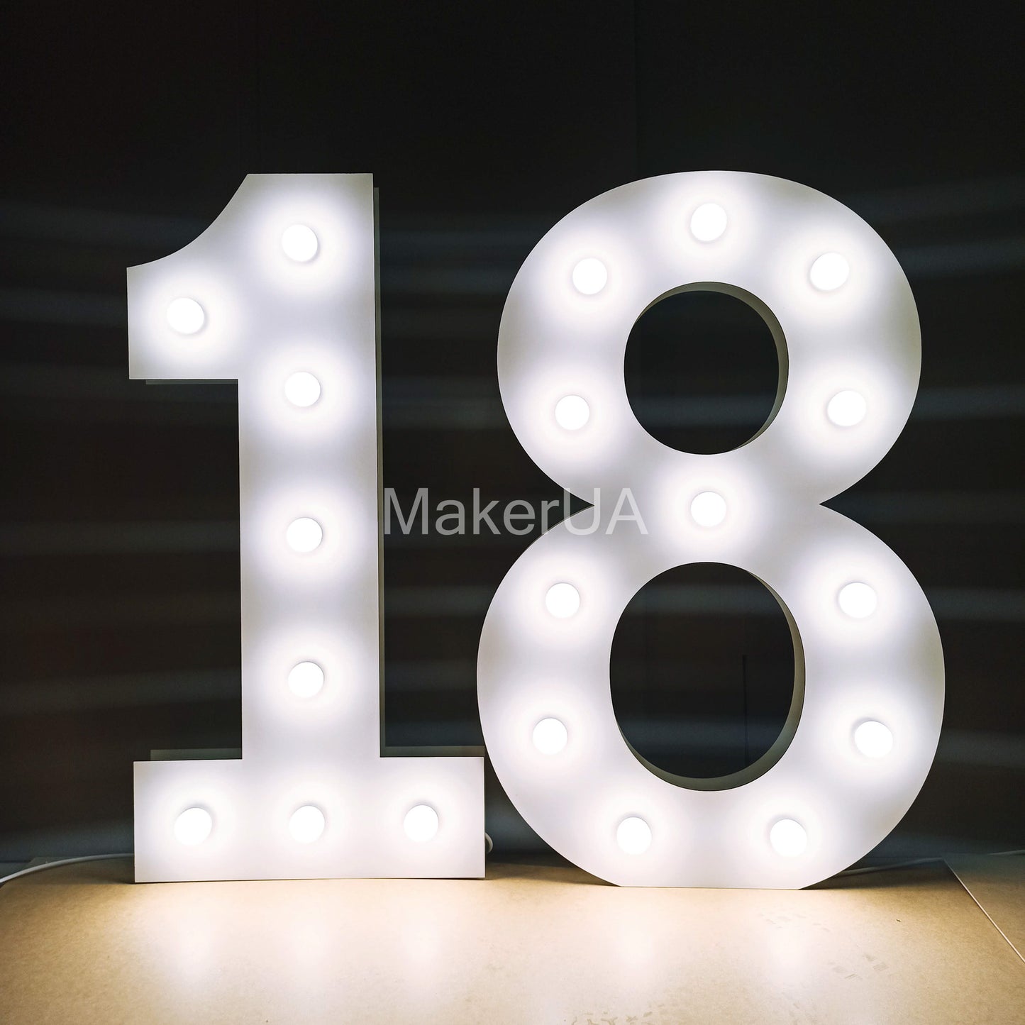 Numbers 3.3ft + Lamps light up marquee letters 0-9 led neon sign ornaments backdrop birthday decoration arch large giant big party props decor - MakerUA