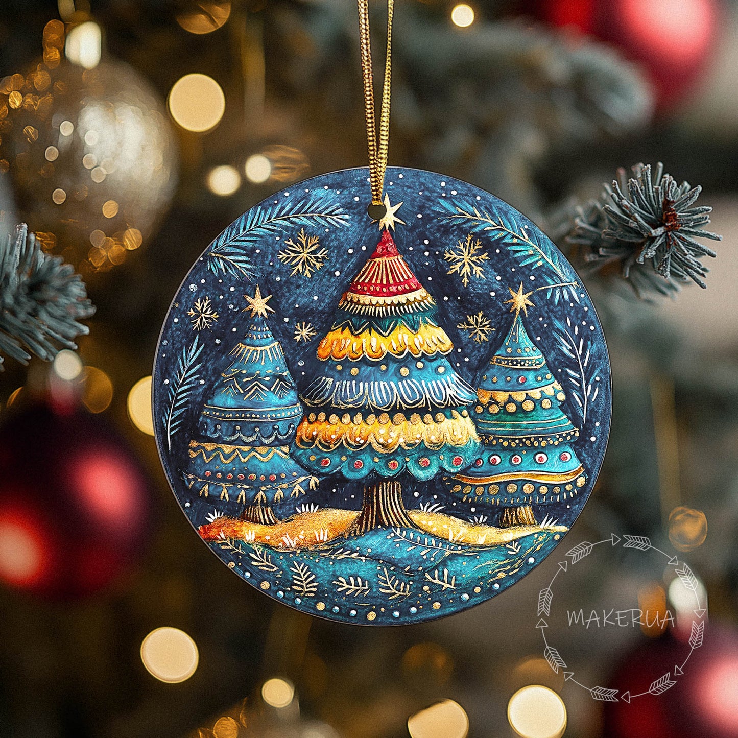 Christmas Ornaments Handmade Tree Decorations Wooden Glass Personalized Name Logo Nature UV Printed Painted Decor 05