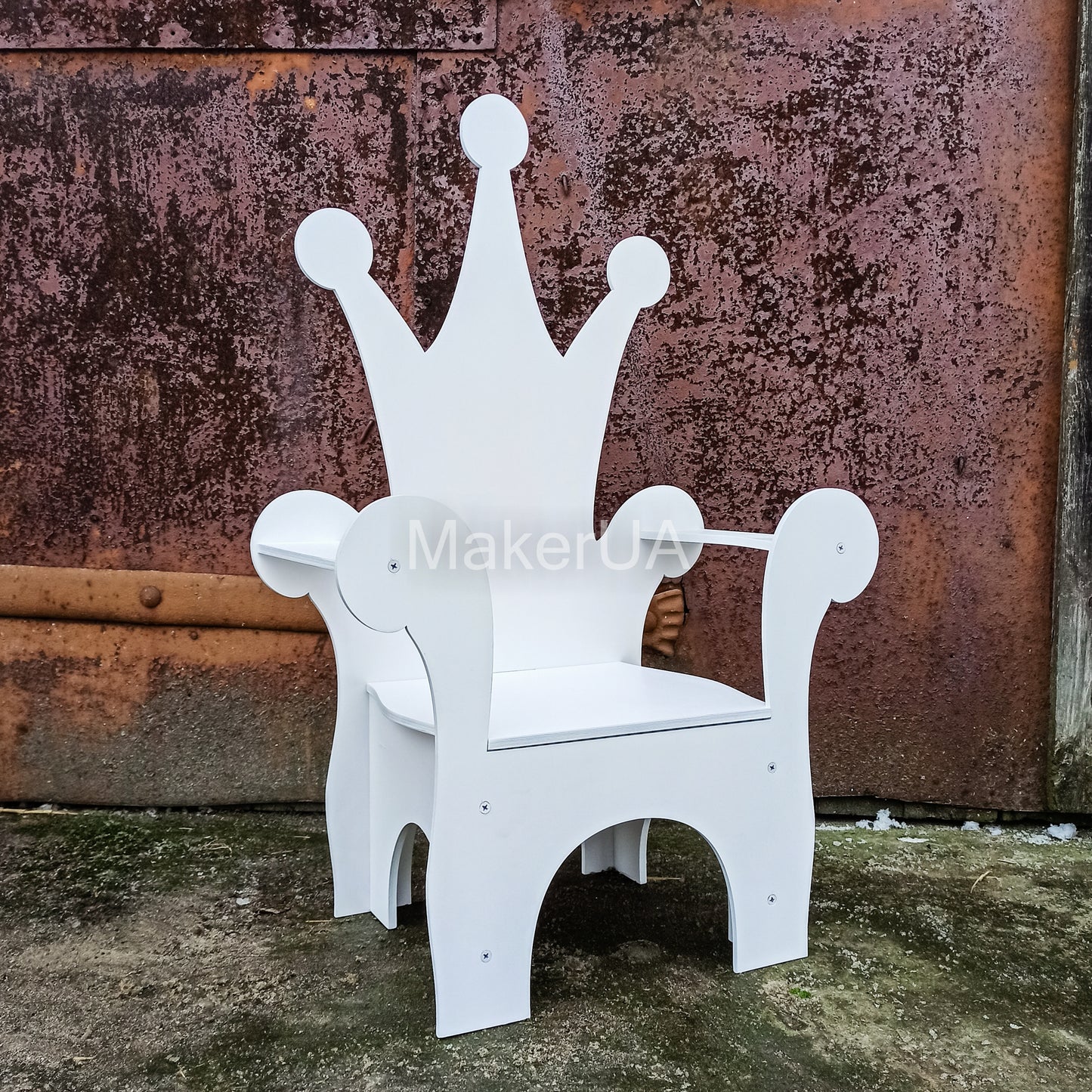 Wooden Throne Chair 02 birthday party decoration girl boy baby shower wood event party prop shop photo booth arch white pink blue - MakerUA
