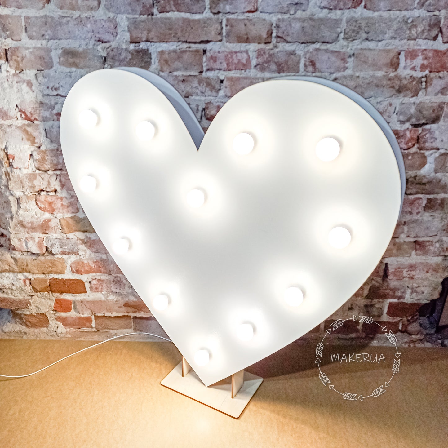 Heart 1m (3.3ft) + LED Light Bulbs marquee shape neon sign backdrop white decoration large giant big party props decor NHWH