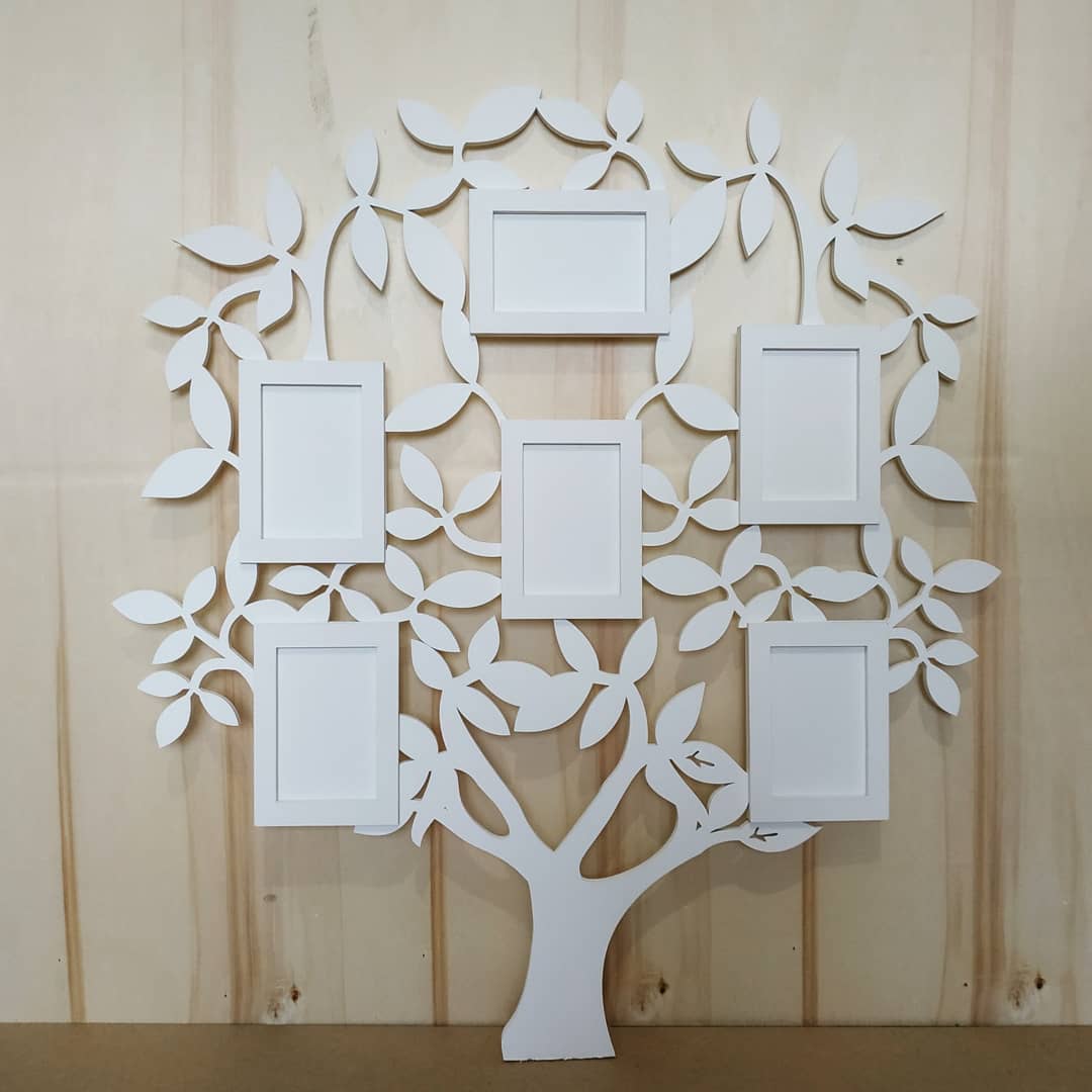 Personalized Photo Frame family tree wooden plywood wood unique custom baby birthday gift decor wall white decorations - MakerUA