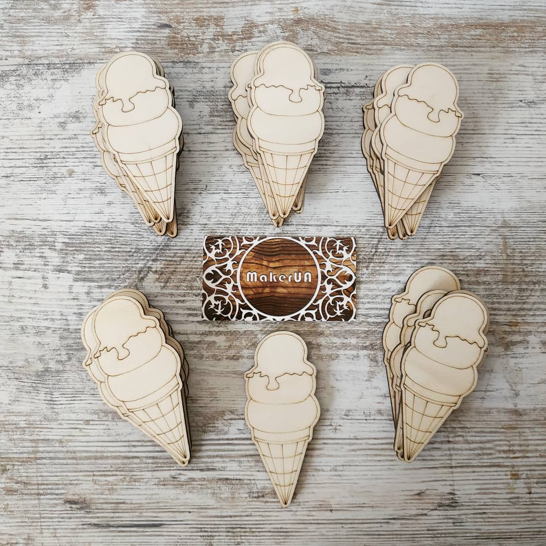 10pcs craft shapes creativity cutout ice cream diy unfinished unpainted mini jewelry earrings macrame ornaments needlework shaped eco natural plywood wood wooden plaques decorations decor - MakerUA