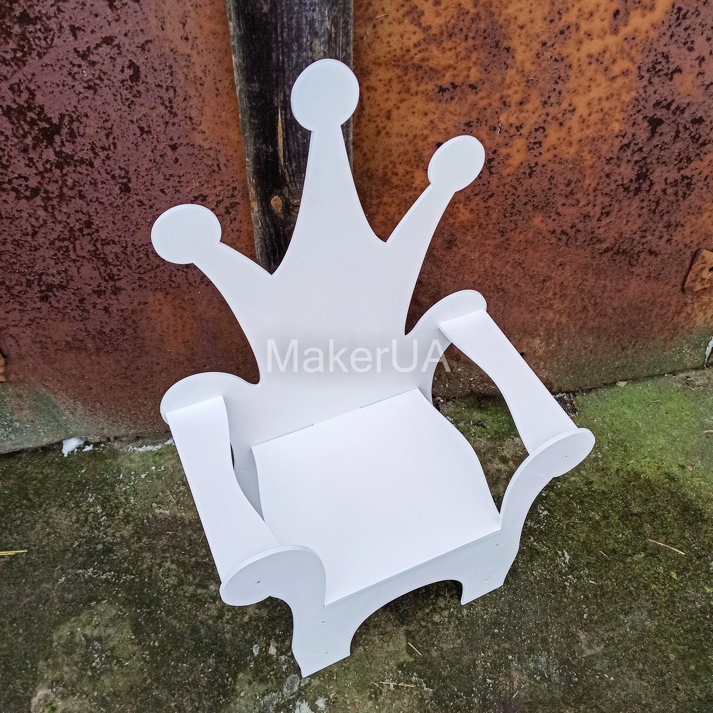 Wooden Throne Chair 02 birthday party decoration girl boy baby shower wood event party prop shop photo booth arch white pink blue - MakerUA