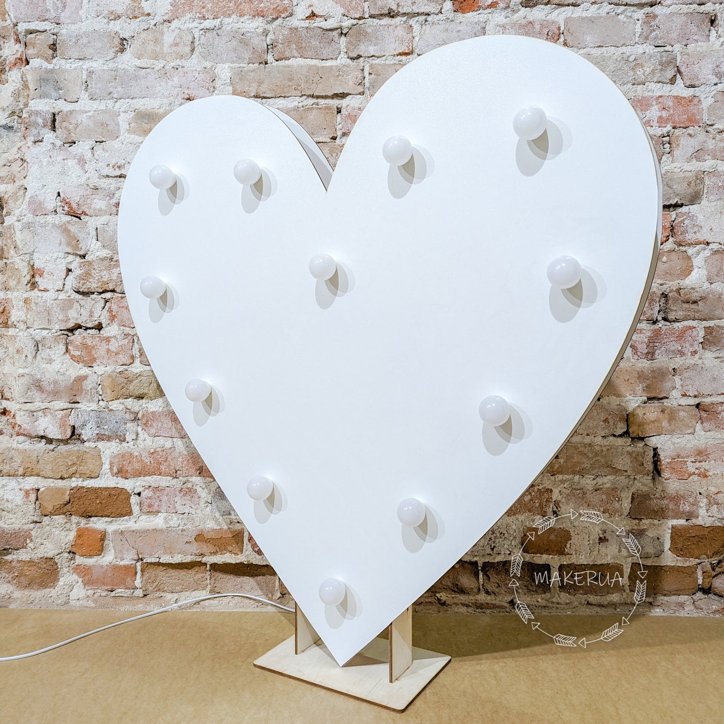 Heart 1m (3.3ft) + LED Light Bulbs marquee shape neon sign backdrop white decoration large giant big party props decor NHWH