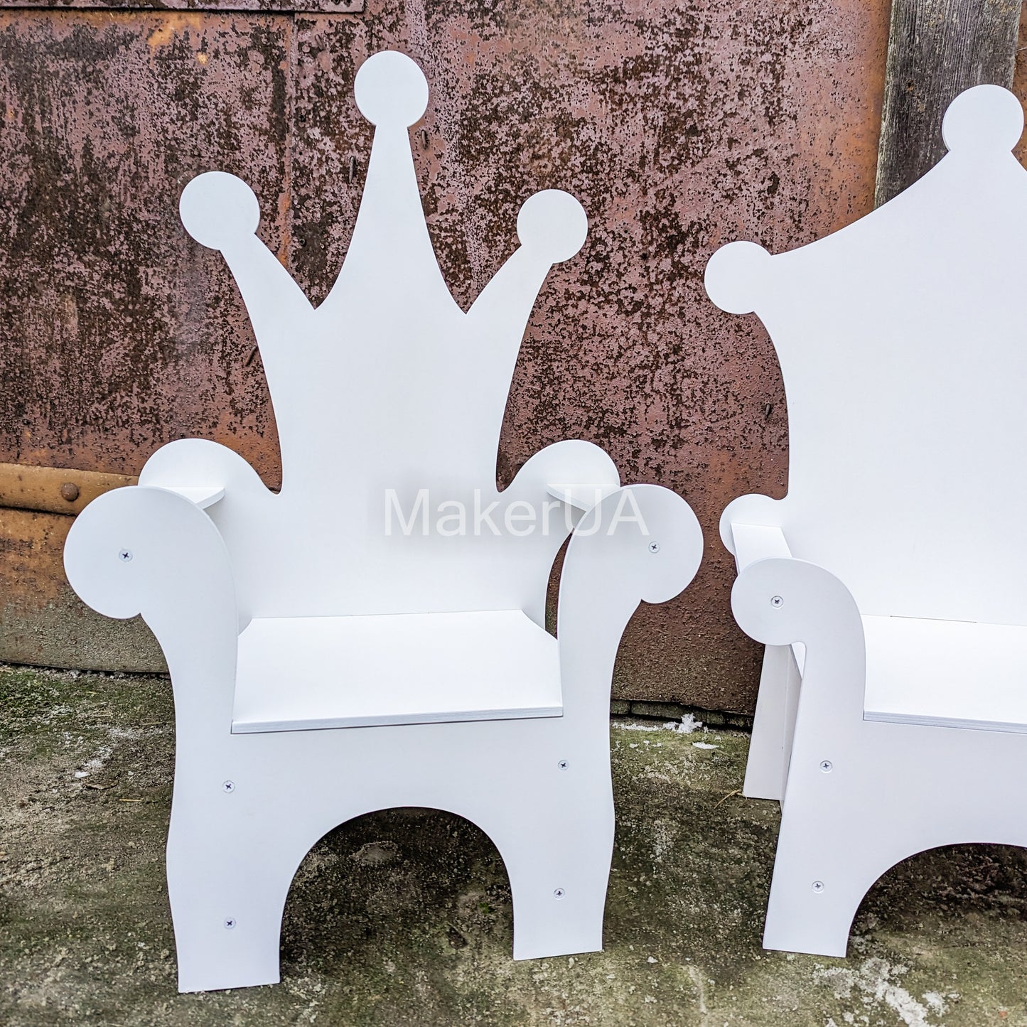 Wooden Throne Chair 02 birthday party decoration girl boy baby shower wood event party prop shop photo booth arch white pink blue - MakerUA