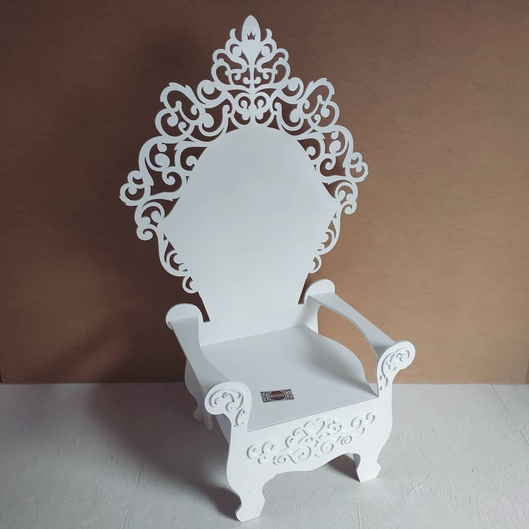 Wooden Throne Chair 07 birthday party decoration girl boy baby shower wood event party prop shop photo booth arch white pink big large king queen frozen winter style - MakerUA