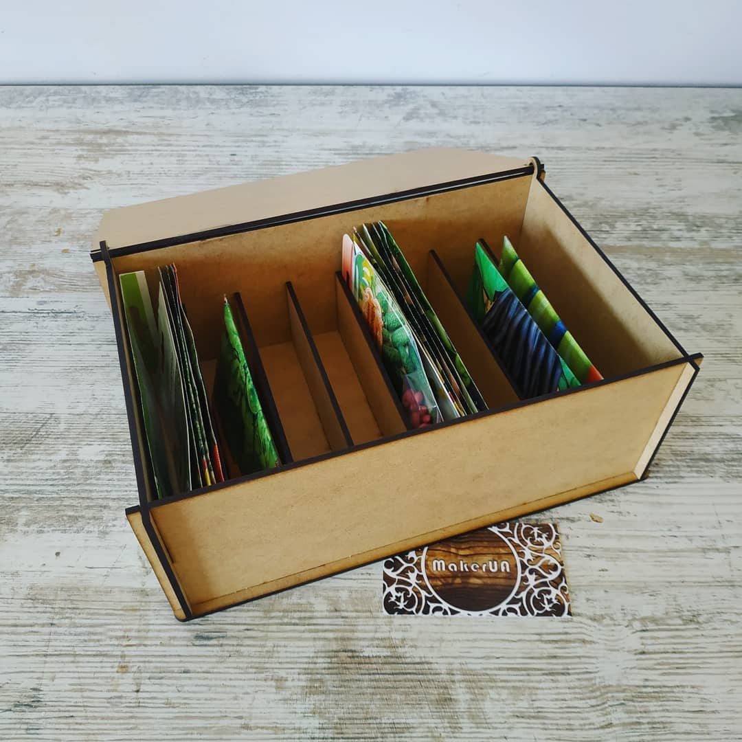 Box with laser engraving embroidery cross stitch seed spices style wood wooden mdf decor square round rustic decorations - MakerUA