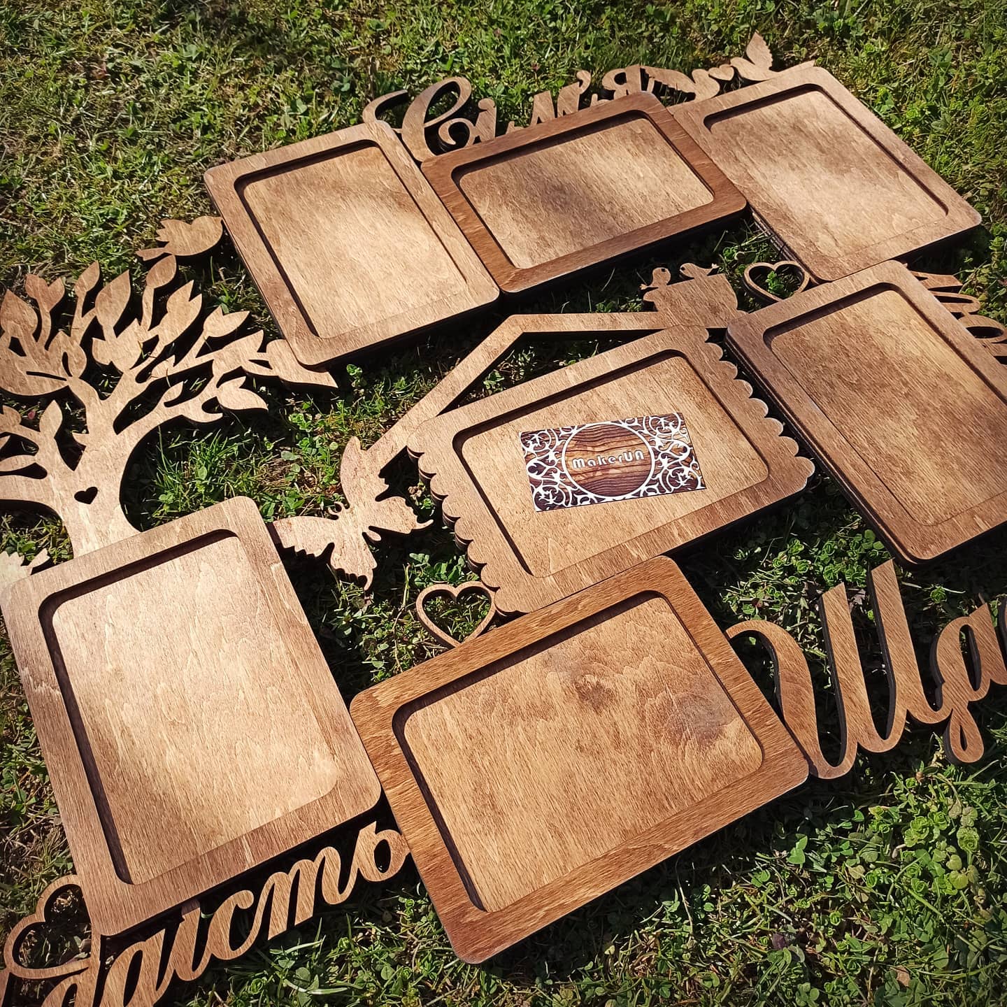 Personalized Photo Frame with family tree wooden plywood wood unique custom baby birthday gift decor wall decorations - MakerUA