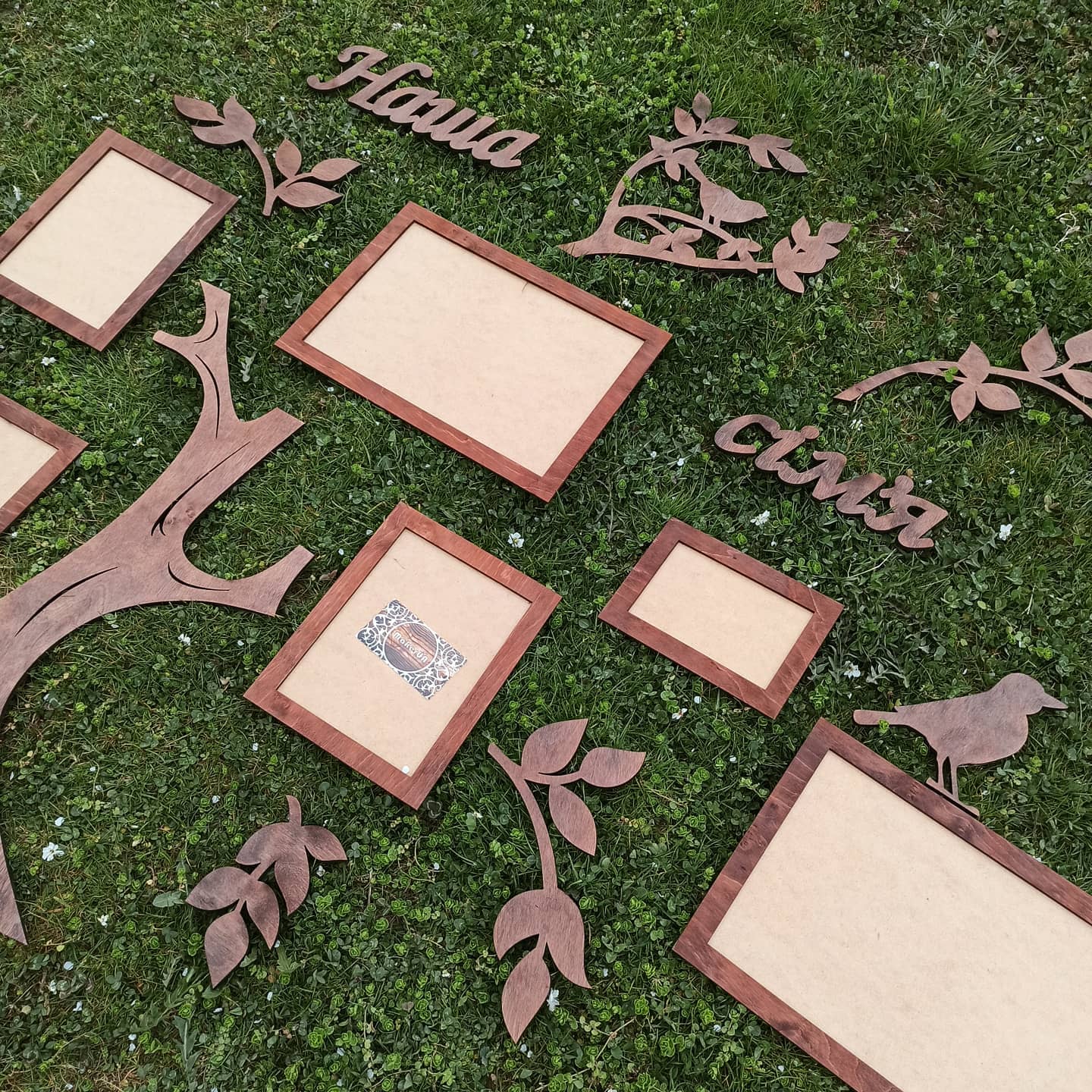 Personalized Photo Frame family tree text wooden plywood wood unique custom baby birthday gift decor wall decorations - MakerUA