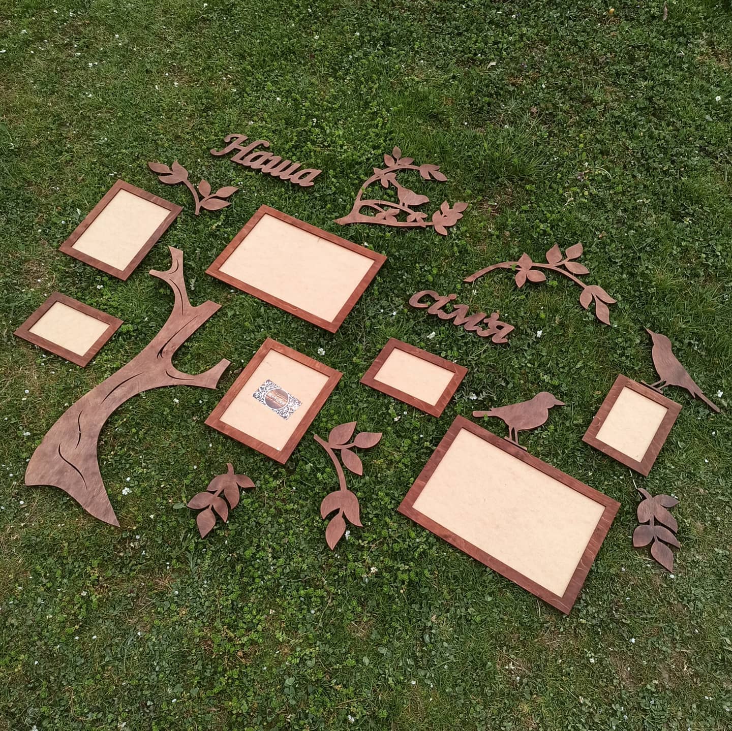 Personalized Photo Frame family tree text wooden plywood wood unique custom baby birthday gift decor wall decorations - MakerUA