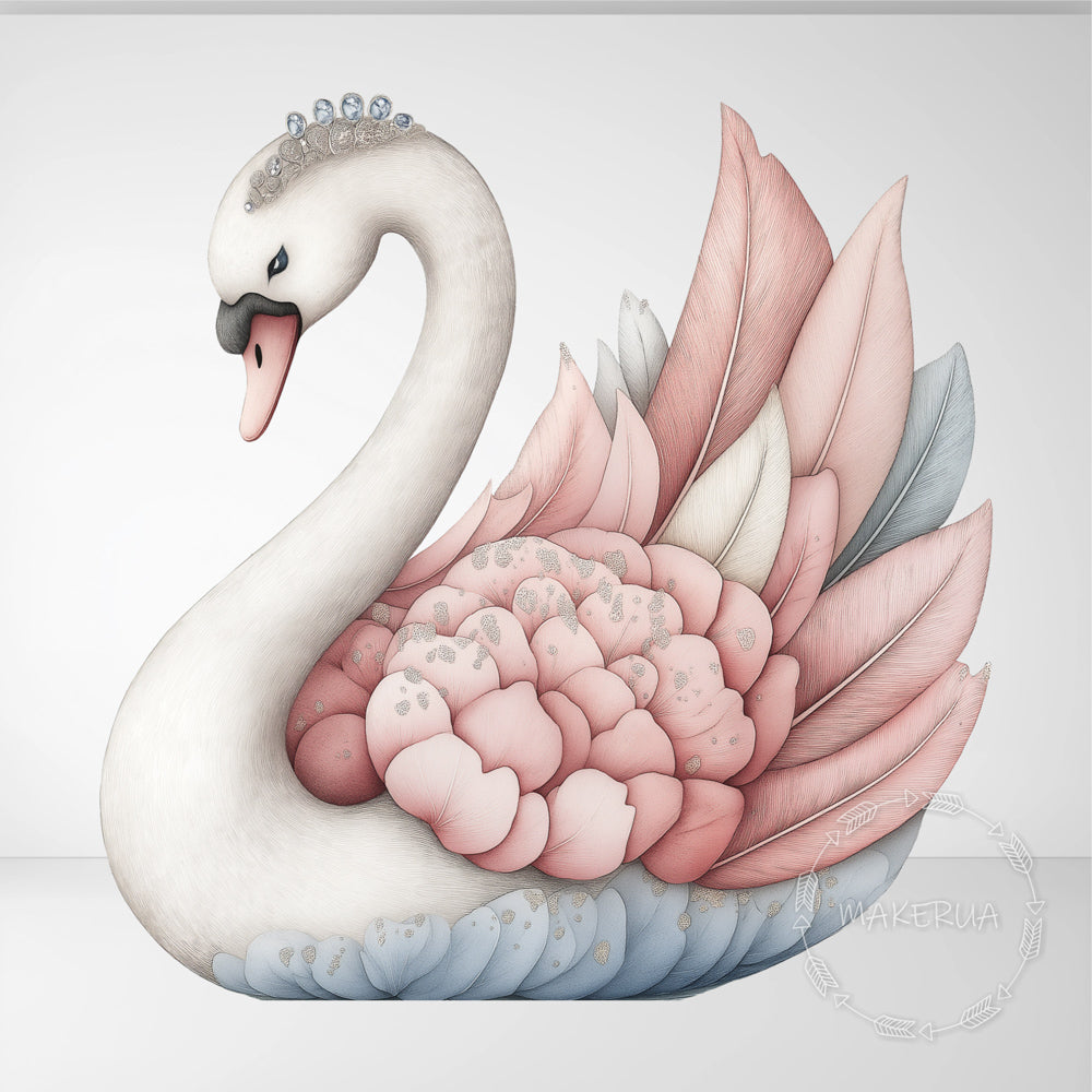 Swan Printed Decor for Birthday Wedding Baby Shower Cute Cutouts Home Room Wall Art Party Props Decorations