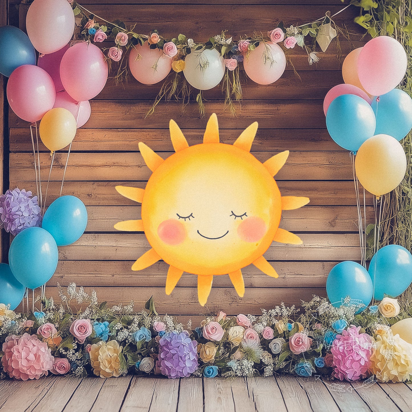 Sun Printed Decor for Birthday Wedding Baby Shower Cute Cutouts Home Room Wall Art Party Props Decorations