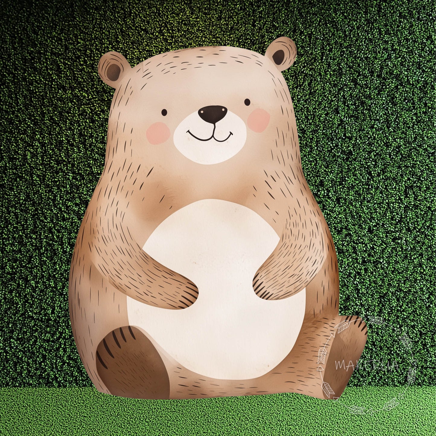 Bear Printed Decor for Birthday Wedding Baby Shower Cute Brown Animal Cutouts Home Room Wall Art Party Props Decorations