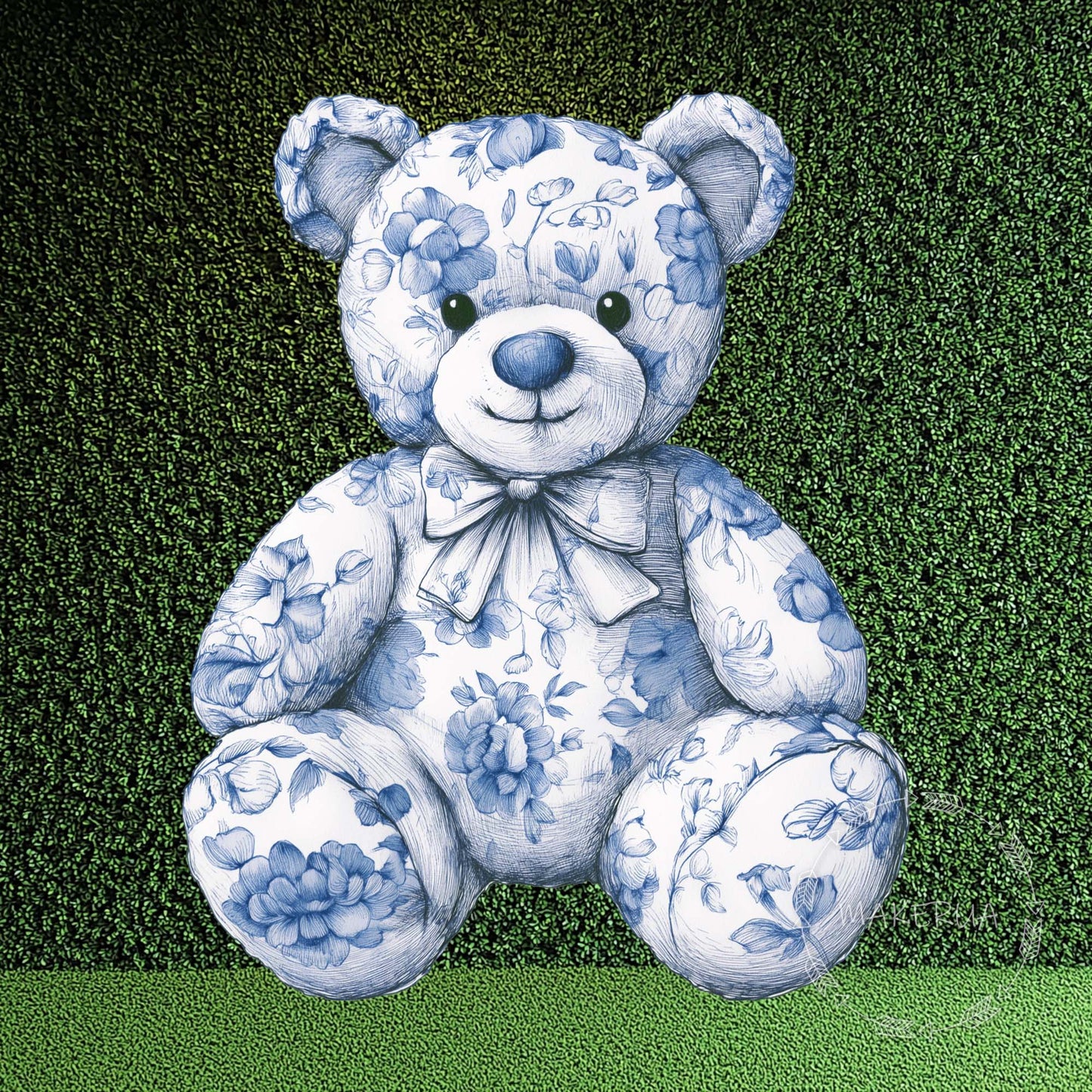Blue Bear Floral Printed Decor for Birthday Wedding Baby Shower Cute Animal Cutouts Home Room Wall Art Party Props Decorations