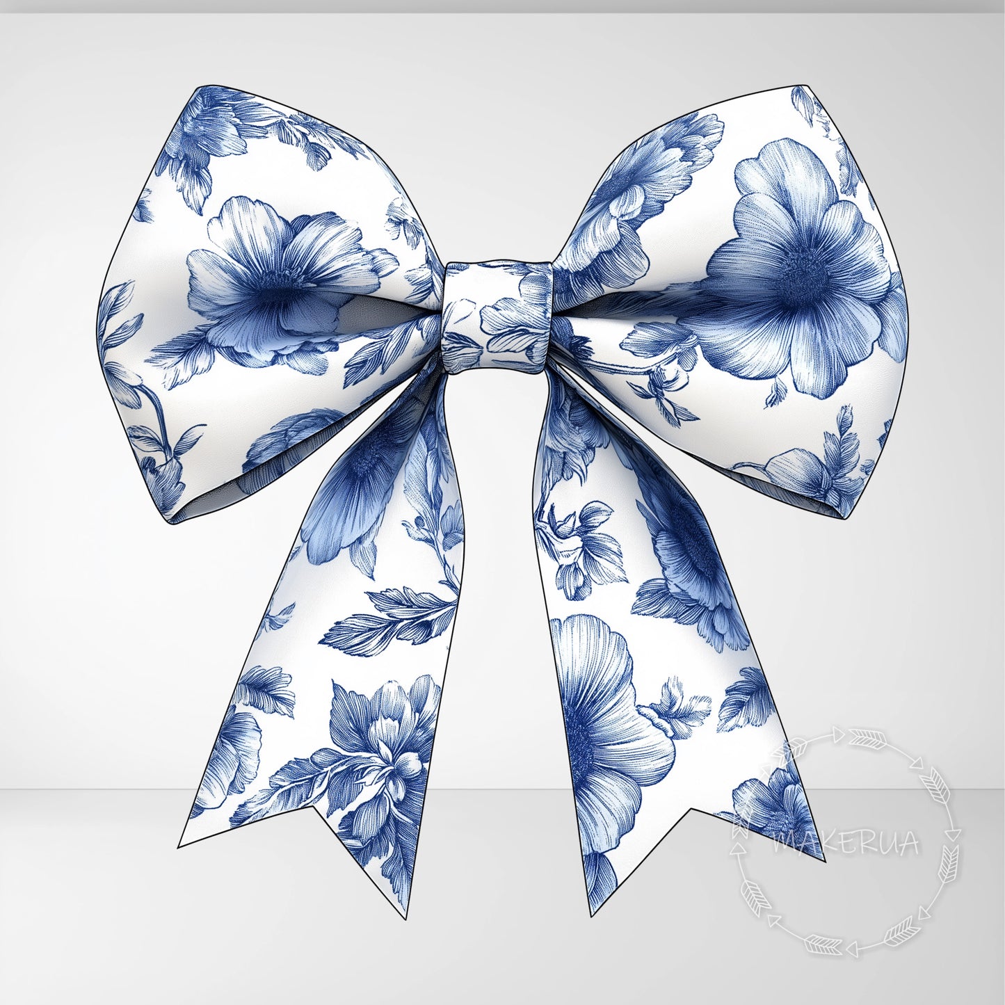 Blue Floral Bow Printed Decor for Birthday Wedding Baby Shower Cute Cutouts Home Room Wall Party Props Decorations