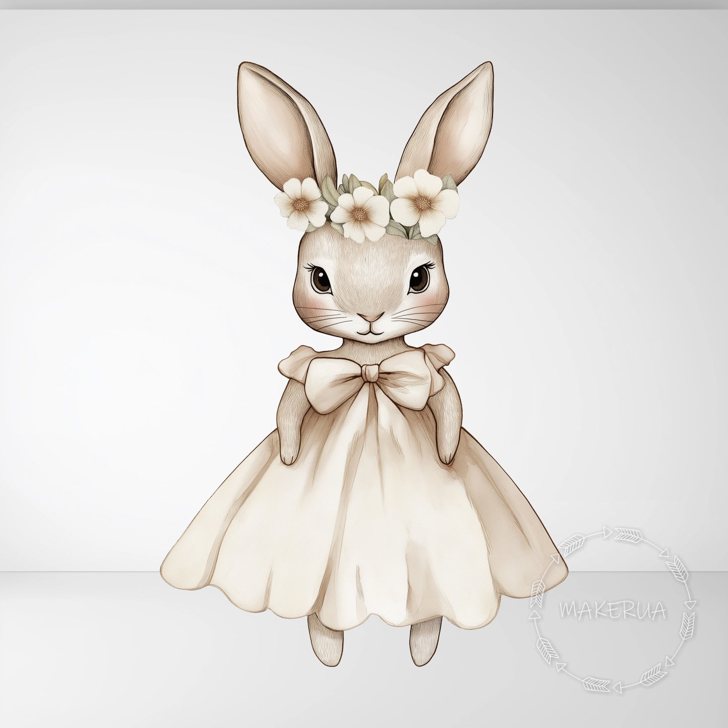 Bunny in Dress Printed Decor for Birthday Wedding Girl Baby Shower Cute Rabbit Animal Cutouts Party Props Decorations