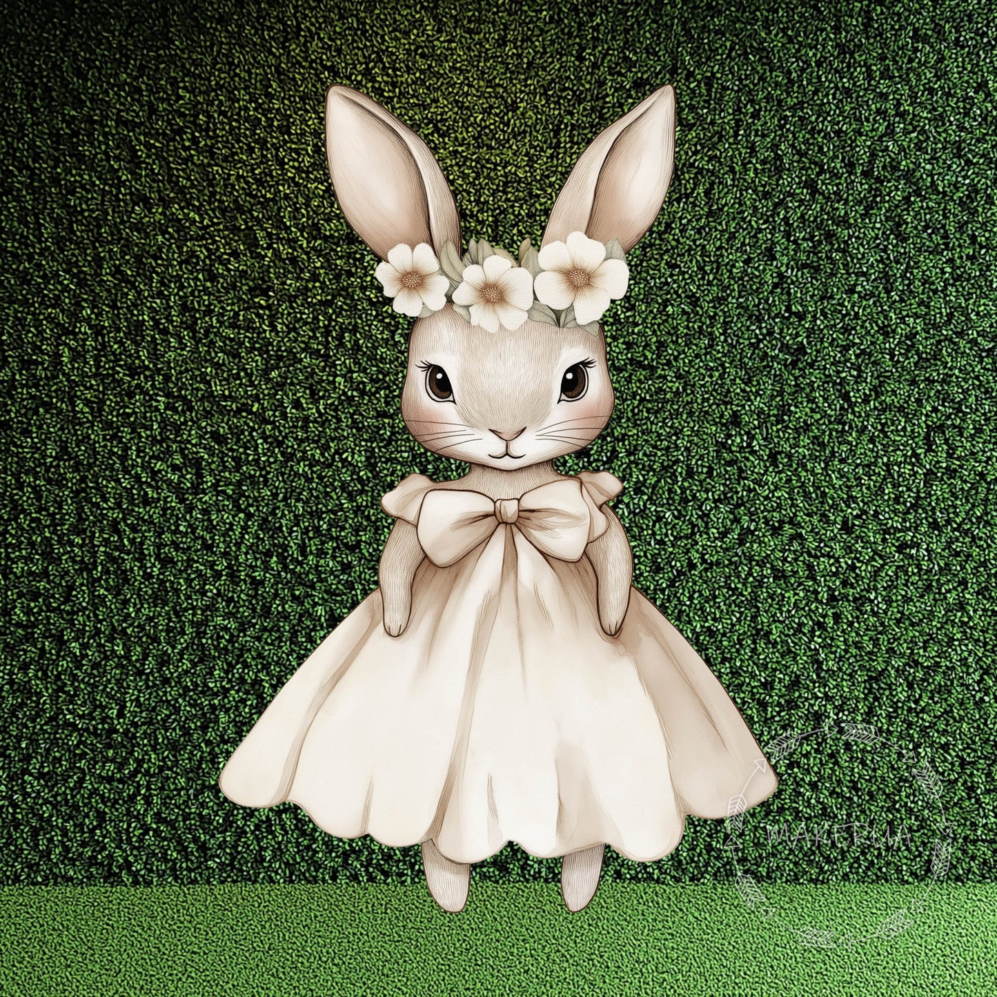 Bunny in Dress Printed Decor for Birthday Wedding Girl Baby Shower Cute Rabbit Animal Cutouts Party Props Decorations