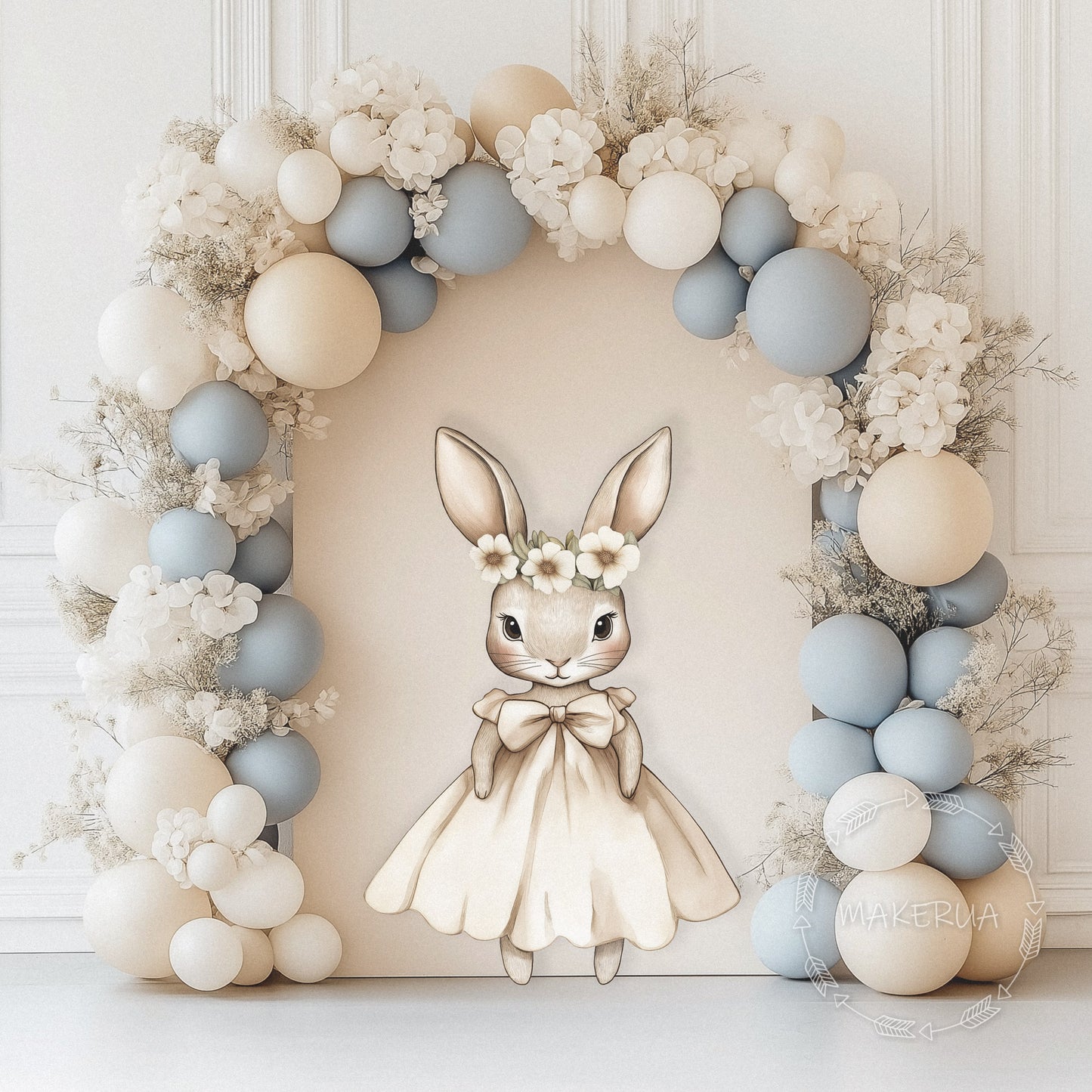 Bunny in Dress Printed Decor for Birthday Wedding Girl Baby Shower Cute Rabbit Animal Cutouts Party Props Decorations