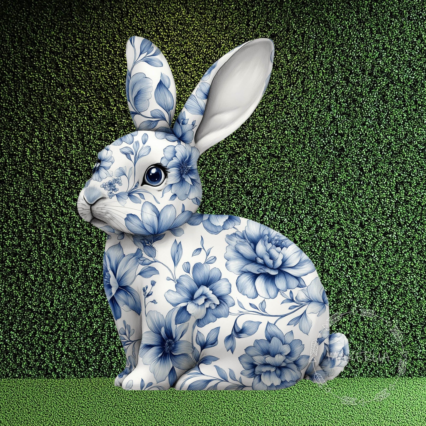 Blue Floral Bunny Rabbit Printed Decor for Birthday Easter Wedding Baby Shower Cutouts Party Props Arch Backdrop Decorations