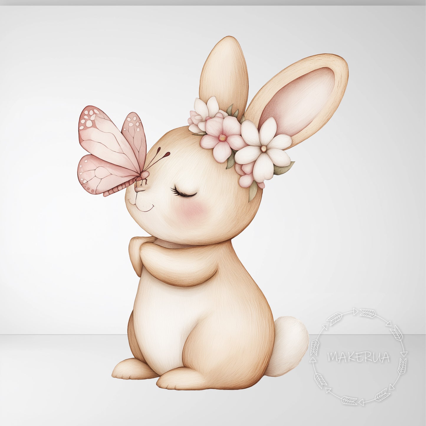 Bunny with Butterfly Printed Decor for Birthday Wedding Girl Baby Shower Cute Rabbit Animal Cutouts Party Props Decorations