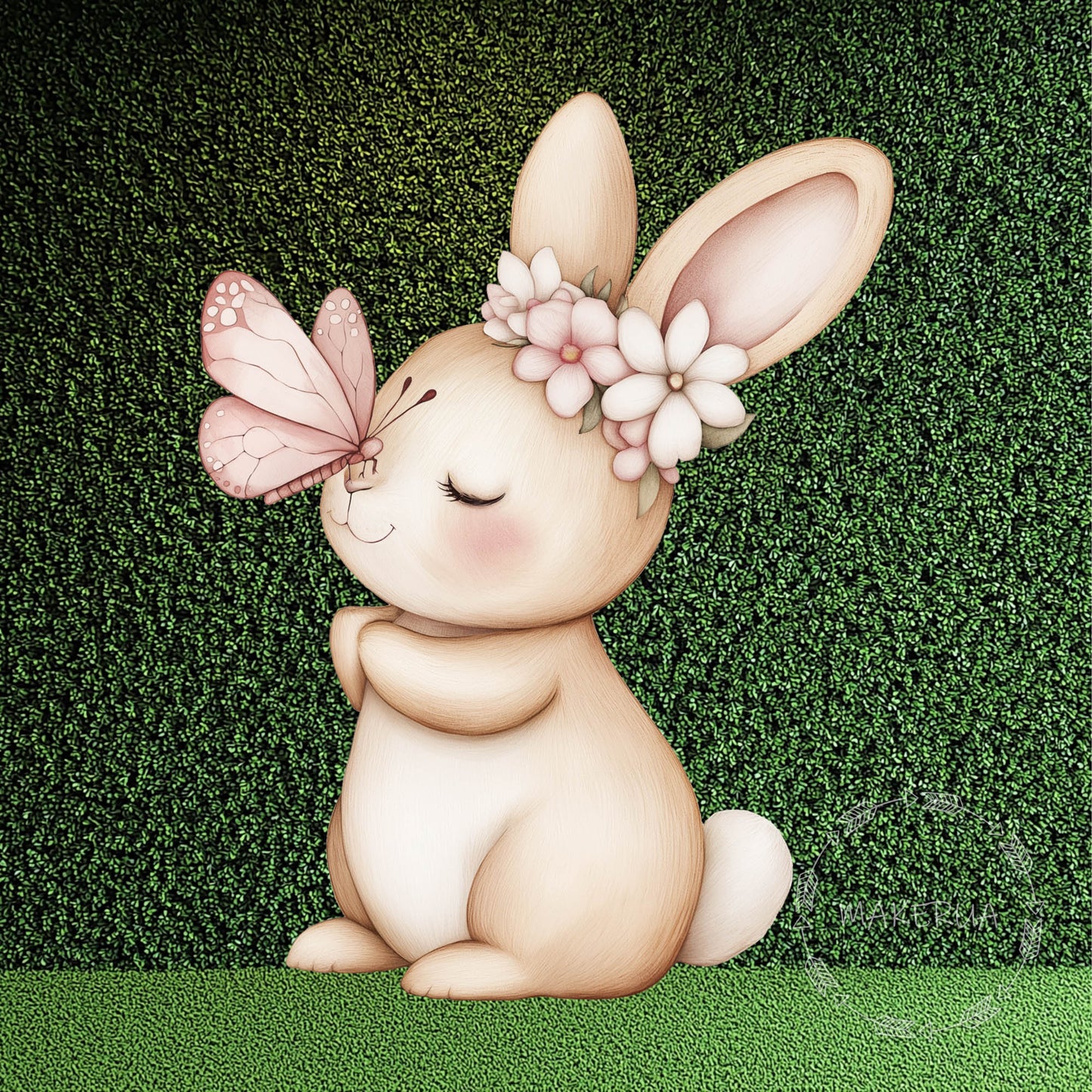 Bunny with Butterfly Printed Decor for Birthday Wedding Girl Baby Shower Cute Rabbit Animal Cutouts Party Props Decorations