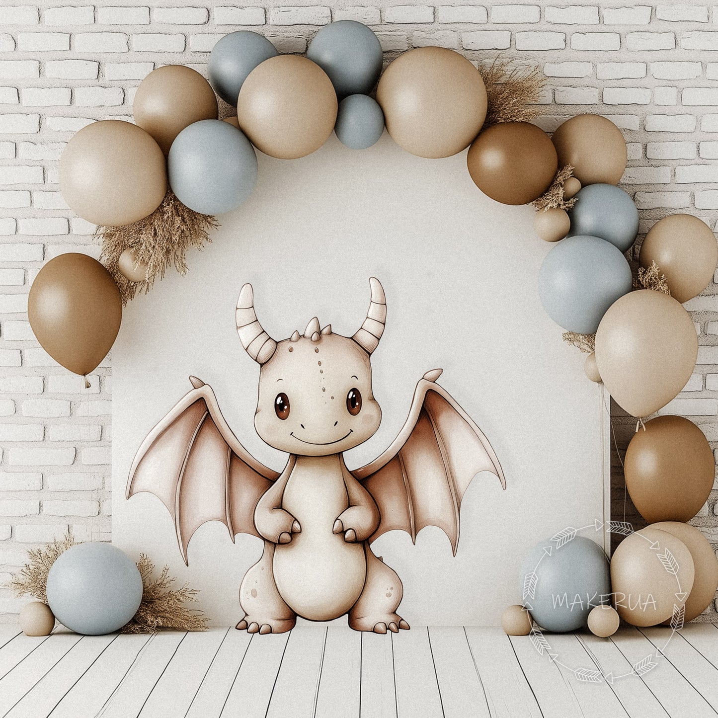 Dragon Printed Decor for Birthday Boy Baby Shower Cute Animal Wings Cutouts Party Props Decorations