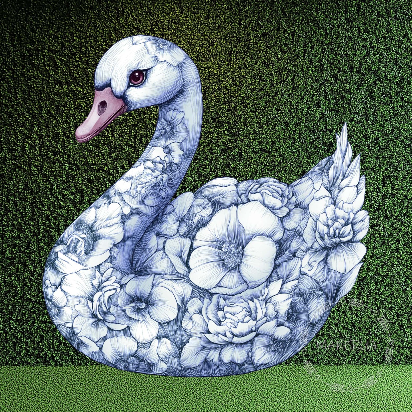 Blue Swan Floral Printed Decor Cutouts for Birthday Wedding Girl Boy Baby Shower Animal Room Dior Party Props Decorations