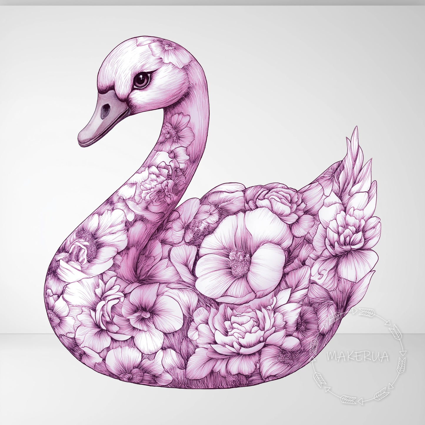 Pink Swan Floral Printed Decor Cutouts for Birthday Wedding Girl Baby Shower Cute Animal Room Dior Party Props Decorations